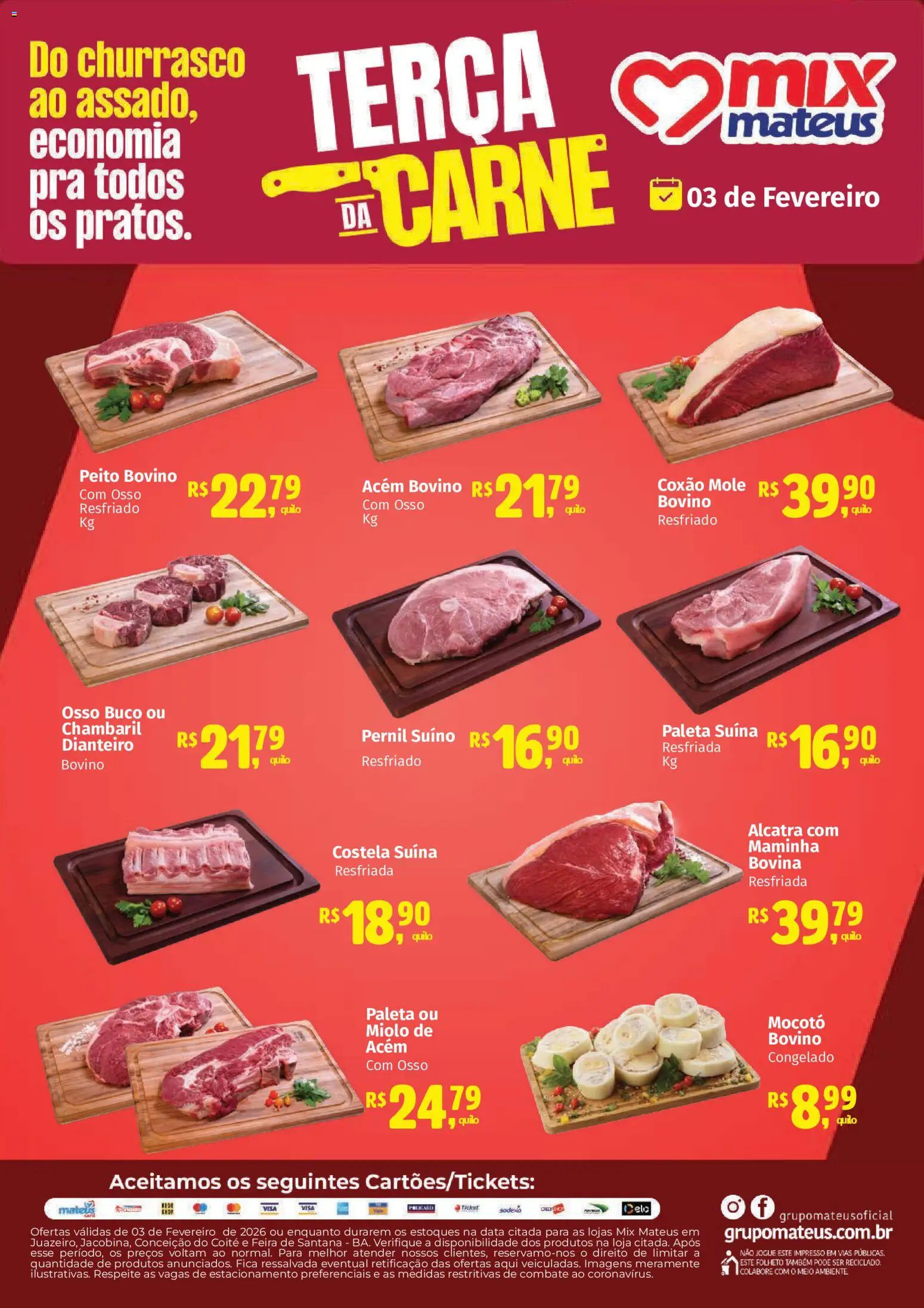 Pré-Visualização do folheto "Ofertas Terça da Carne" da loja Mateus válido a partir de 03/02/2026