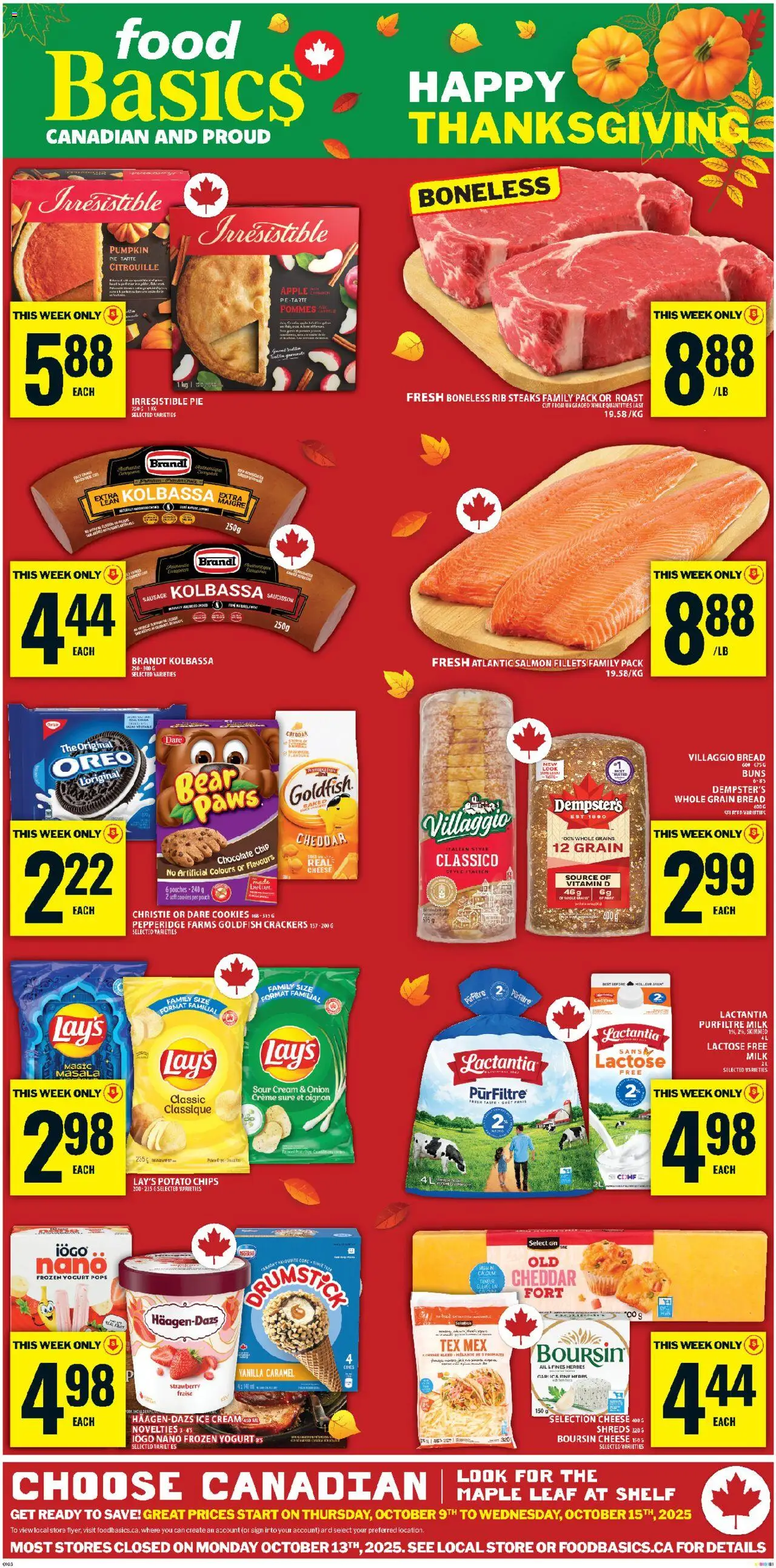 Preview of leaflet Weekly flyer / circulaire from shop Food Basics is valid from Oct 09, 2025 - Citrouille, Ail, Crème, Oignon, Thé, Pommes, Herbes