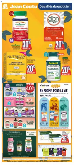 Un aperçu du dépliant Encart Produits Naturels du magasin Jean Coutu est valide à partir 25 sept. 2025