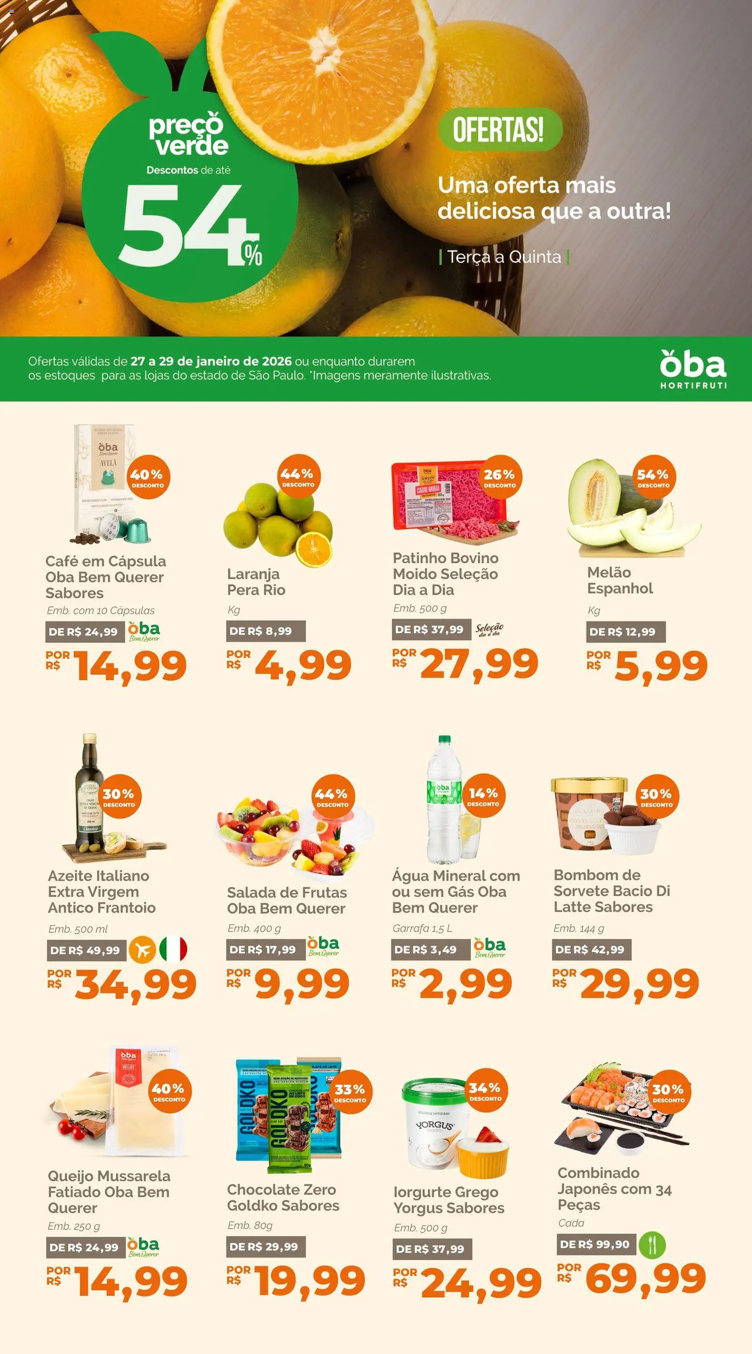 Pré-Visualização do folheto "Ofertas da semana" da loja Oba Hortifruti válido a partir de 27/01/2026