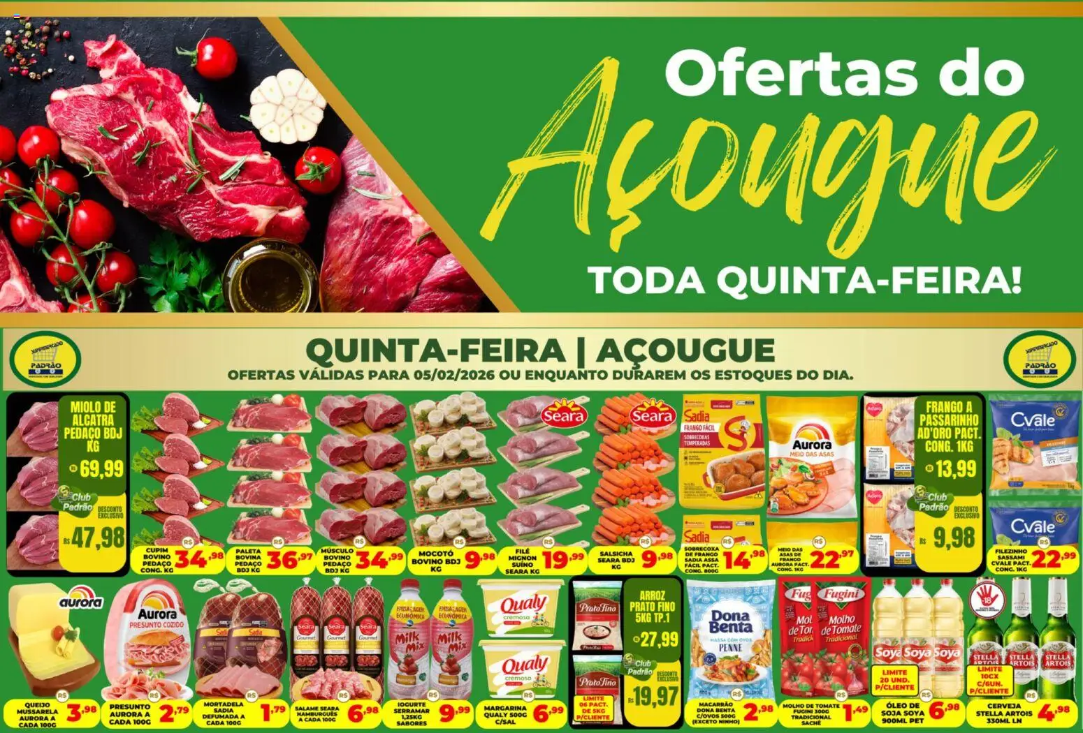 Pré-Visualização do folheto "Ofertas do Açougue" da loja Supermercado Padrão válido a partir de 05/02/2026