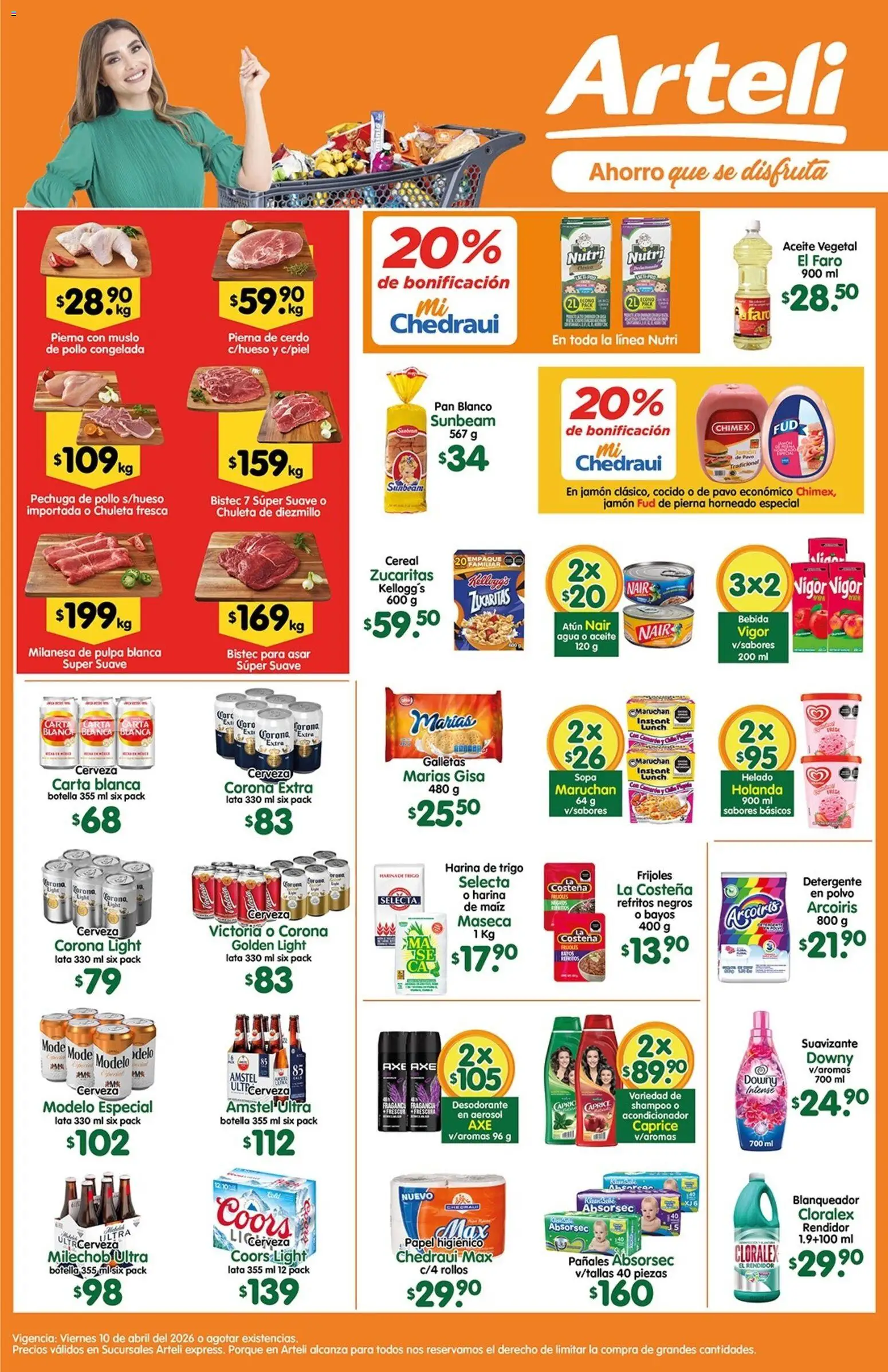 Vista previa las ofertas de la tienda Arteli - Arteli folleto Express desde el 10/04/2026 - Papel higiénico, Cerveza Corona, Detergente, Botella, Aceite vegetal, Acondicionador, Polvo, Suavizante