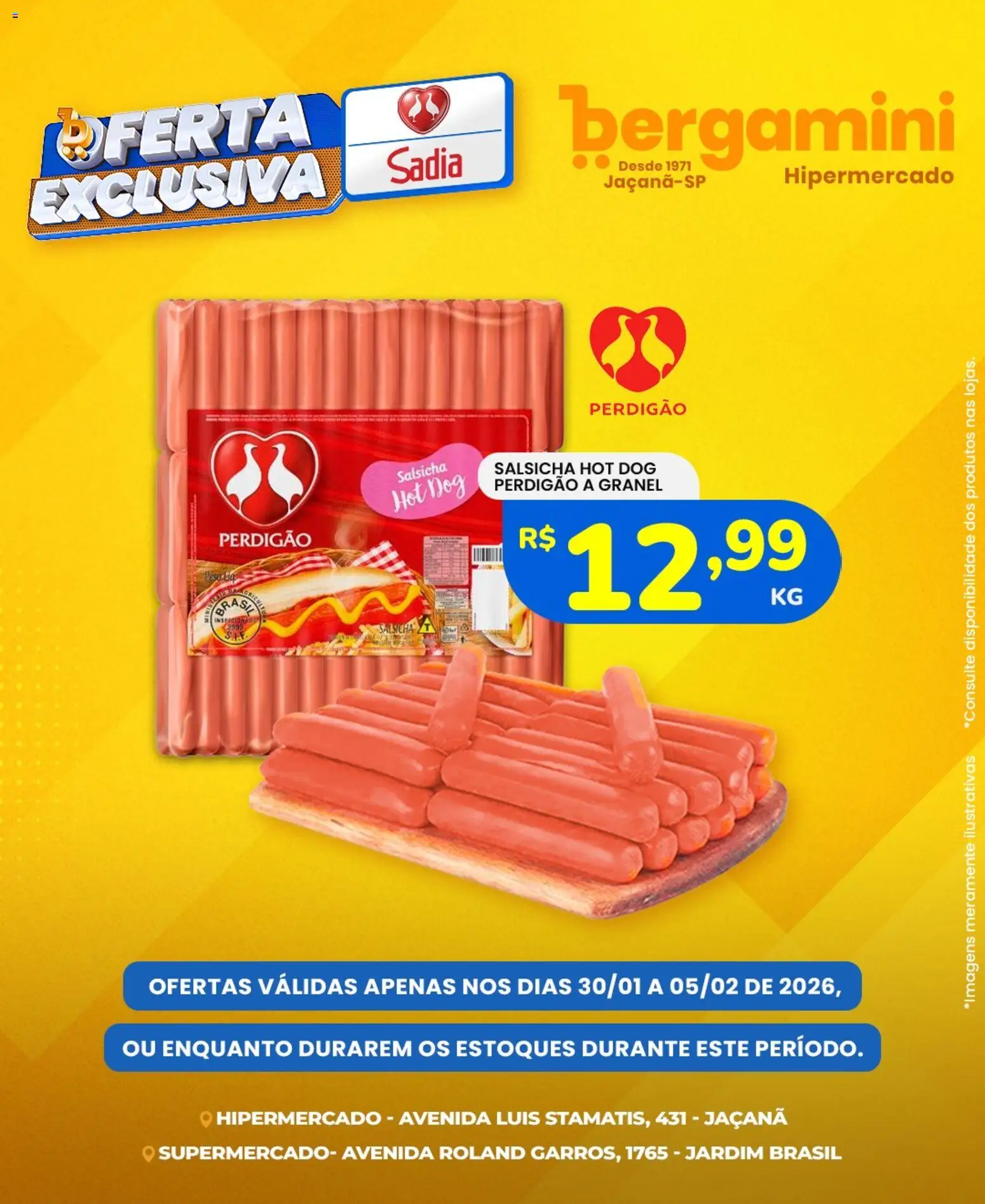 Pré-Visualização do folheto "Ofertas Sadia e Perdigão" da loja Supermercado Bergamini válido a partir de 30/01/2026
