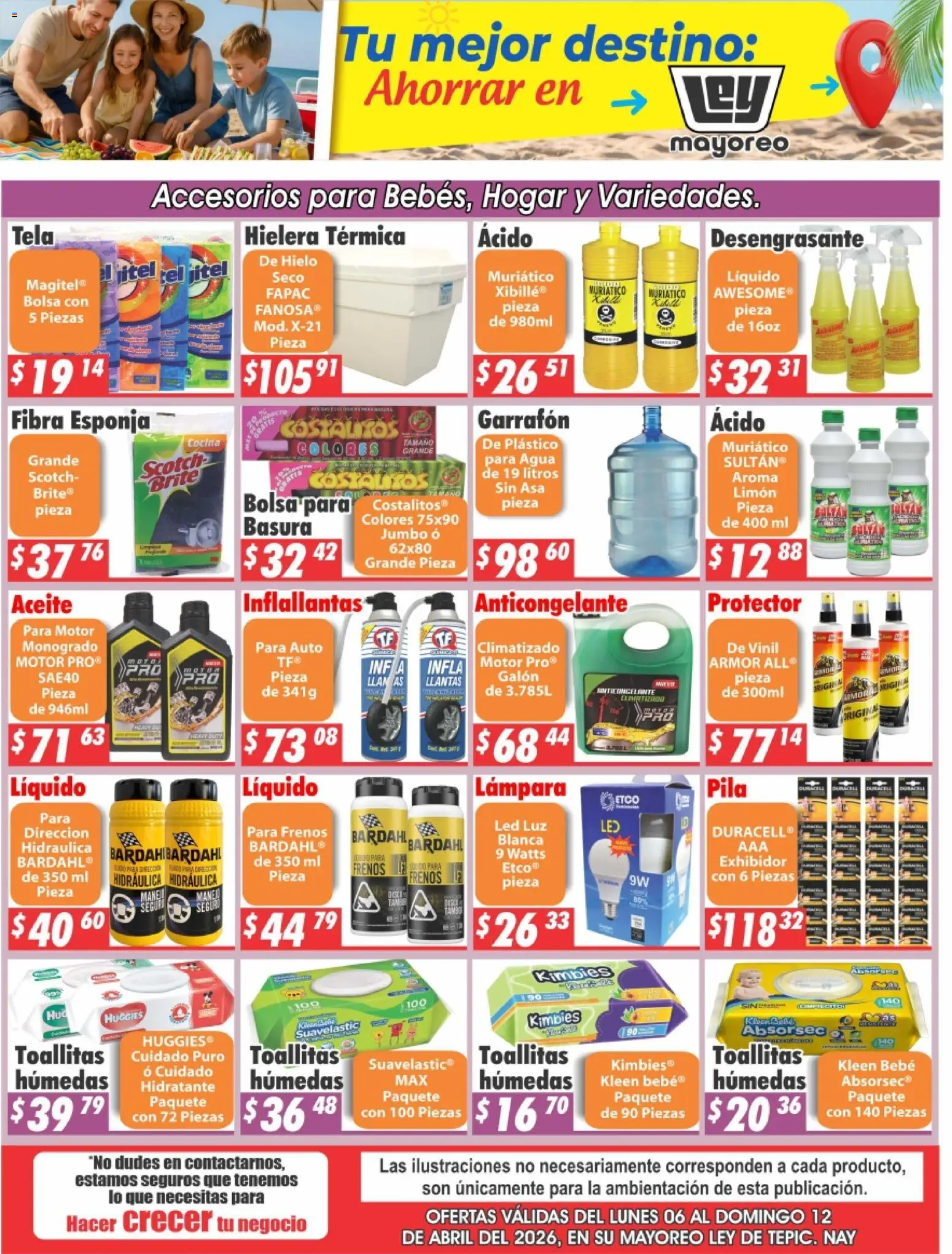 Vista previa las ofertas de la tienda Casa Ley - Casa Ley folleto Tepic desde el 06/04/2026 - Agua, Cocina, Bolsa, Limón, Hielera, Toallitas húmedas, Aceite, Hielo