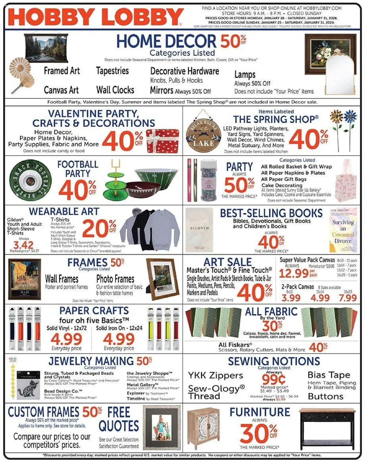 Ad Preview of Hobby Lobby Weekly Ad from 01/25/2026