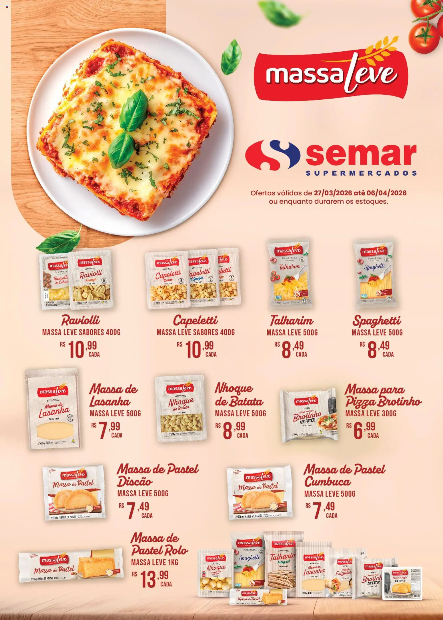 Pré-Visualização do folheto "Semar Supermercado ofertas Massa Leve" da loja Semar Supermercado válido a partir de 27/03/2026