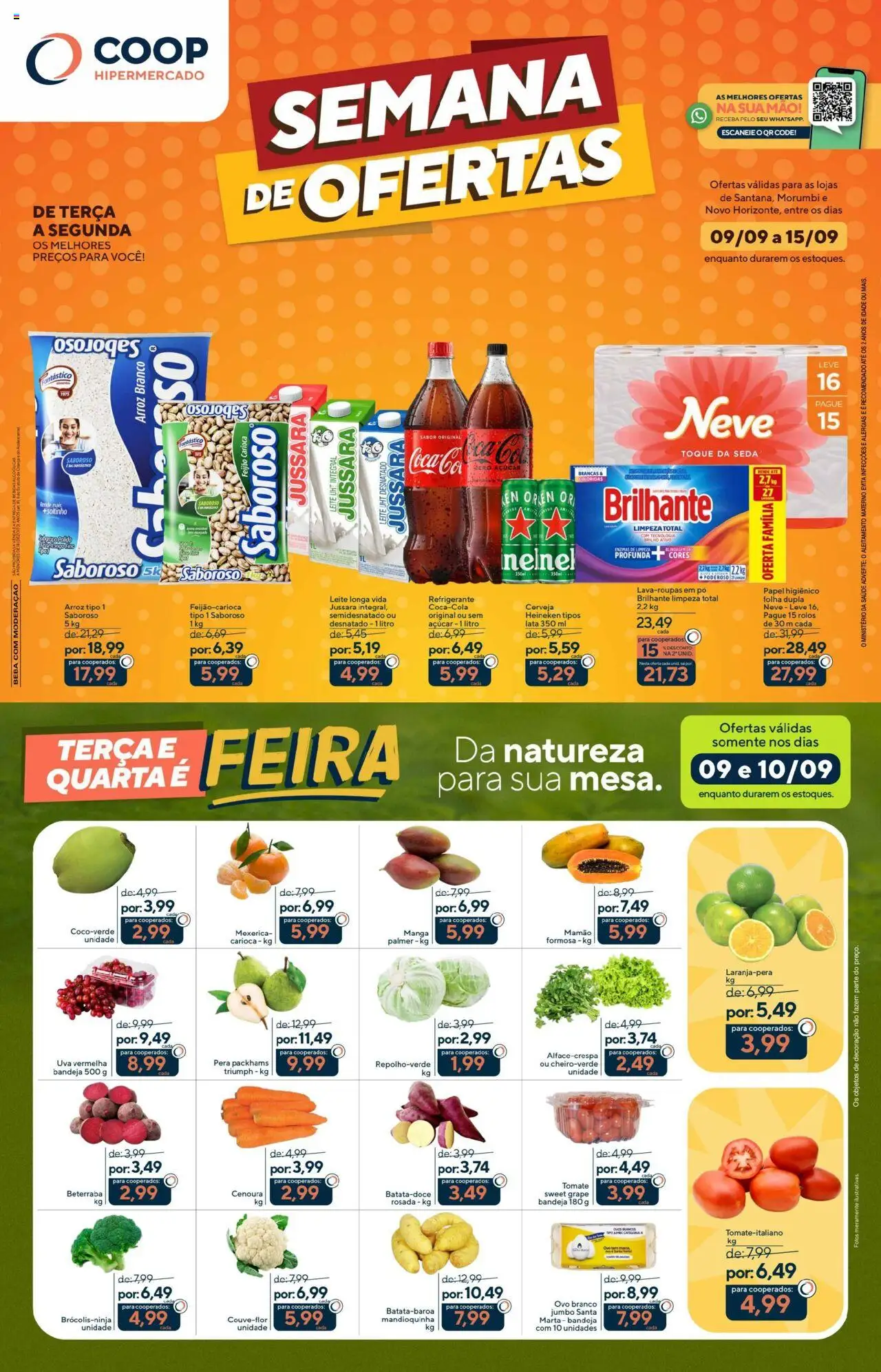 Coop folheto "Ofertas Semanal" válido a partir de 09/09/2025 - número de página 1 - Heineken, Decoração, Uva, Arroz, Tomate, Mandioquinha, Mamão, Leite longa vida