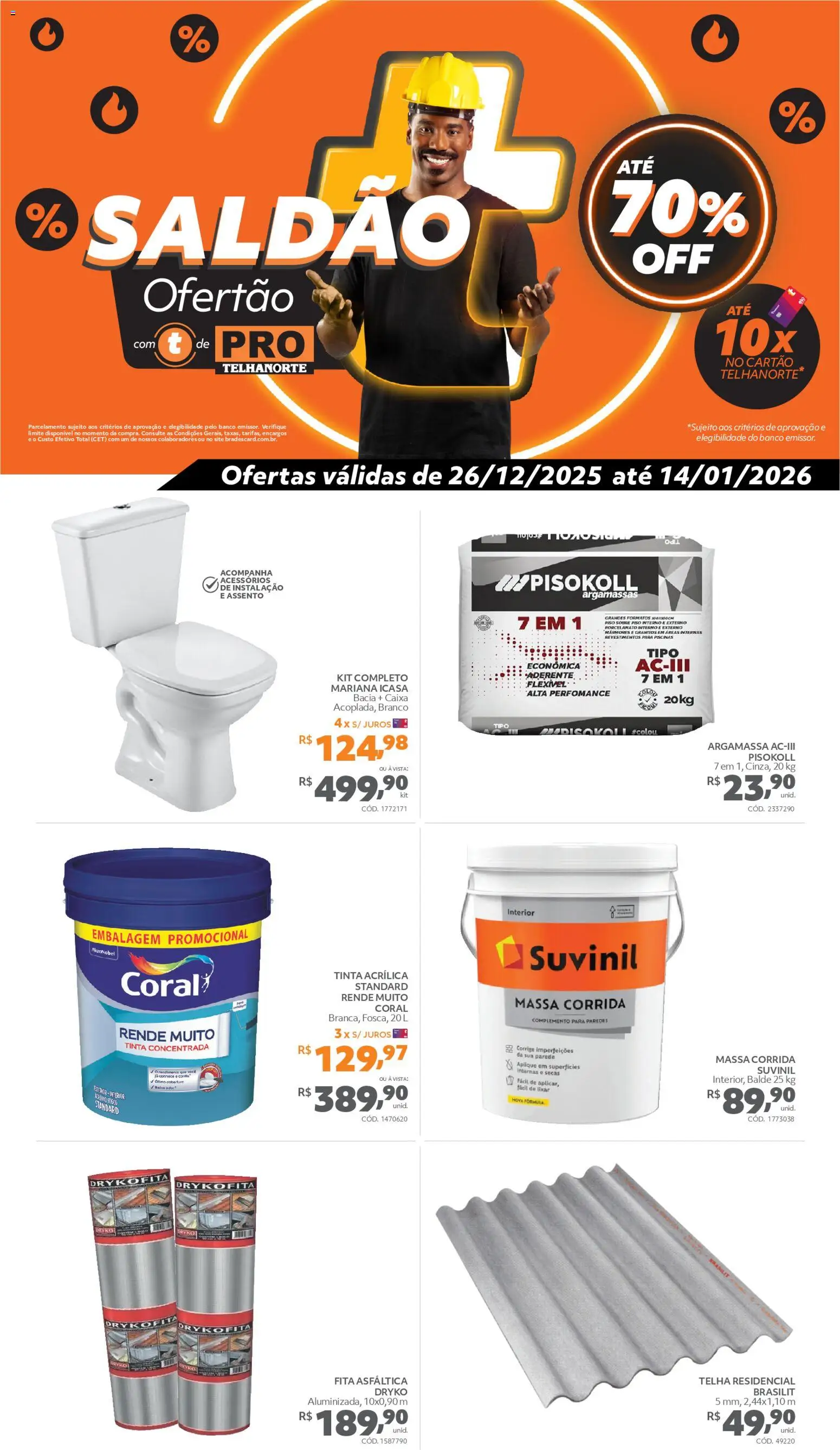 Pré-Visualização do folheto "Ofertas Pro" da loja Telhanorte válido a partir de 26/12/2025