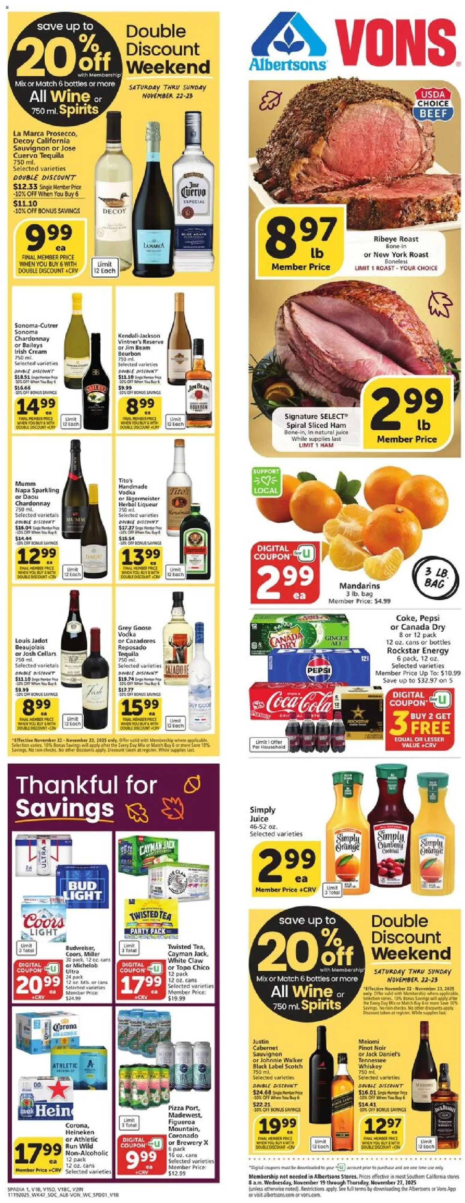Ad Preview of Vons Weekly Ad from 11/19/2025
