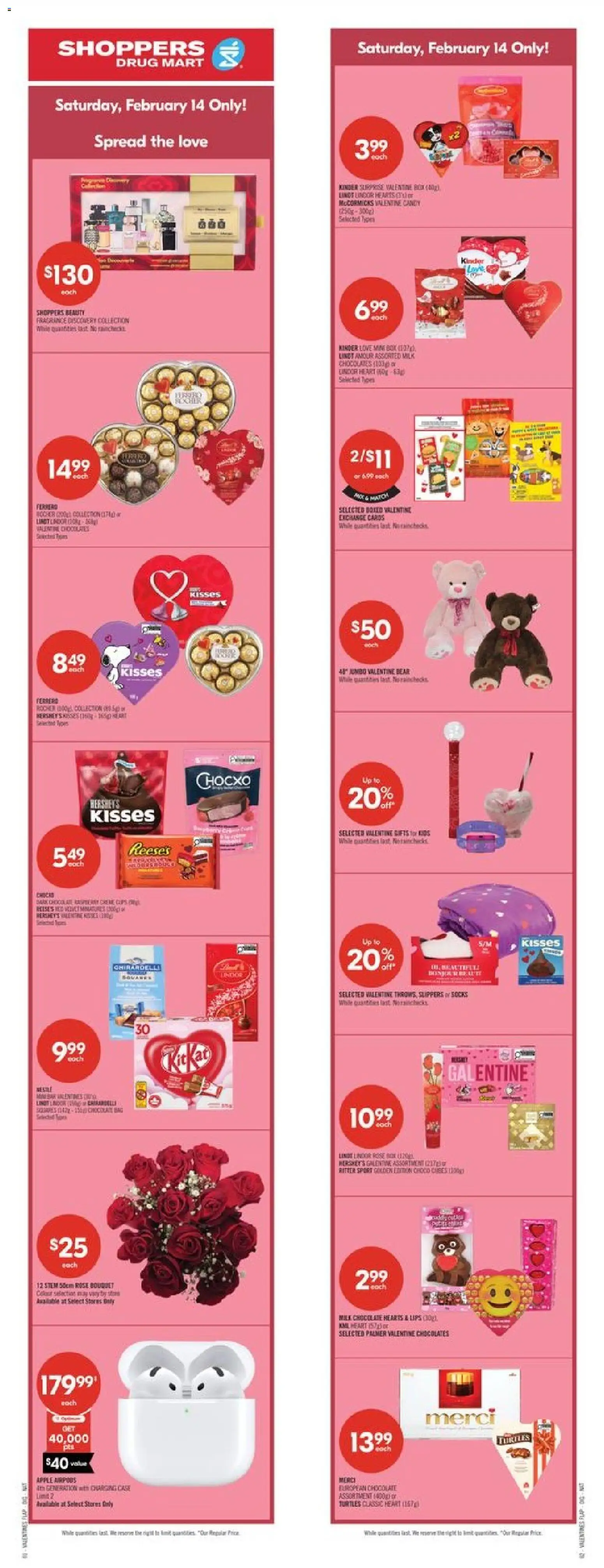 Preview of leaflet Weekly flyer / circulaire from shop Shoppers is valid from Feb 13, 2026 - Chocolate, Box, Milk, Bag, Rice, Fragrance, Socks, Spread