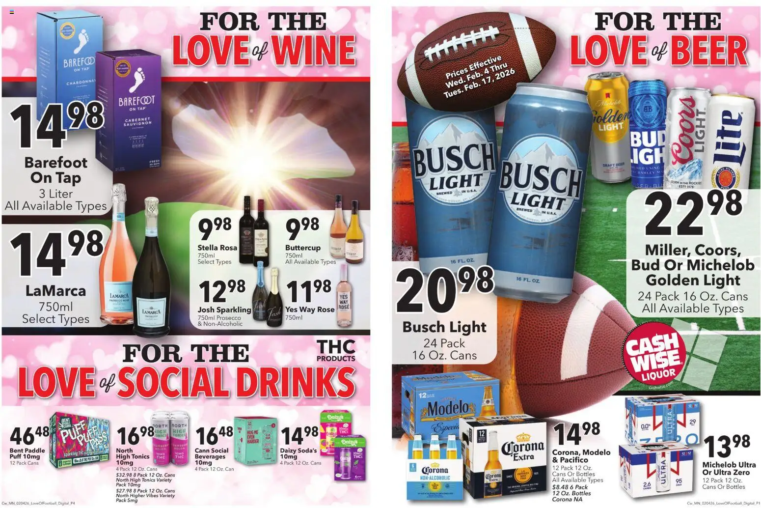 Ad Preview of Cash Wise Love & Football from 02/04/2026