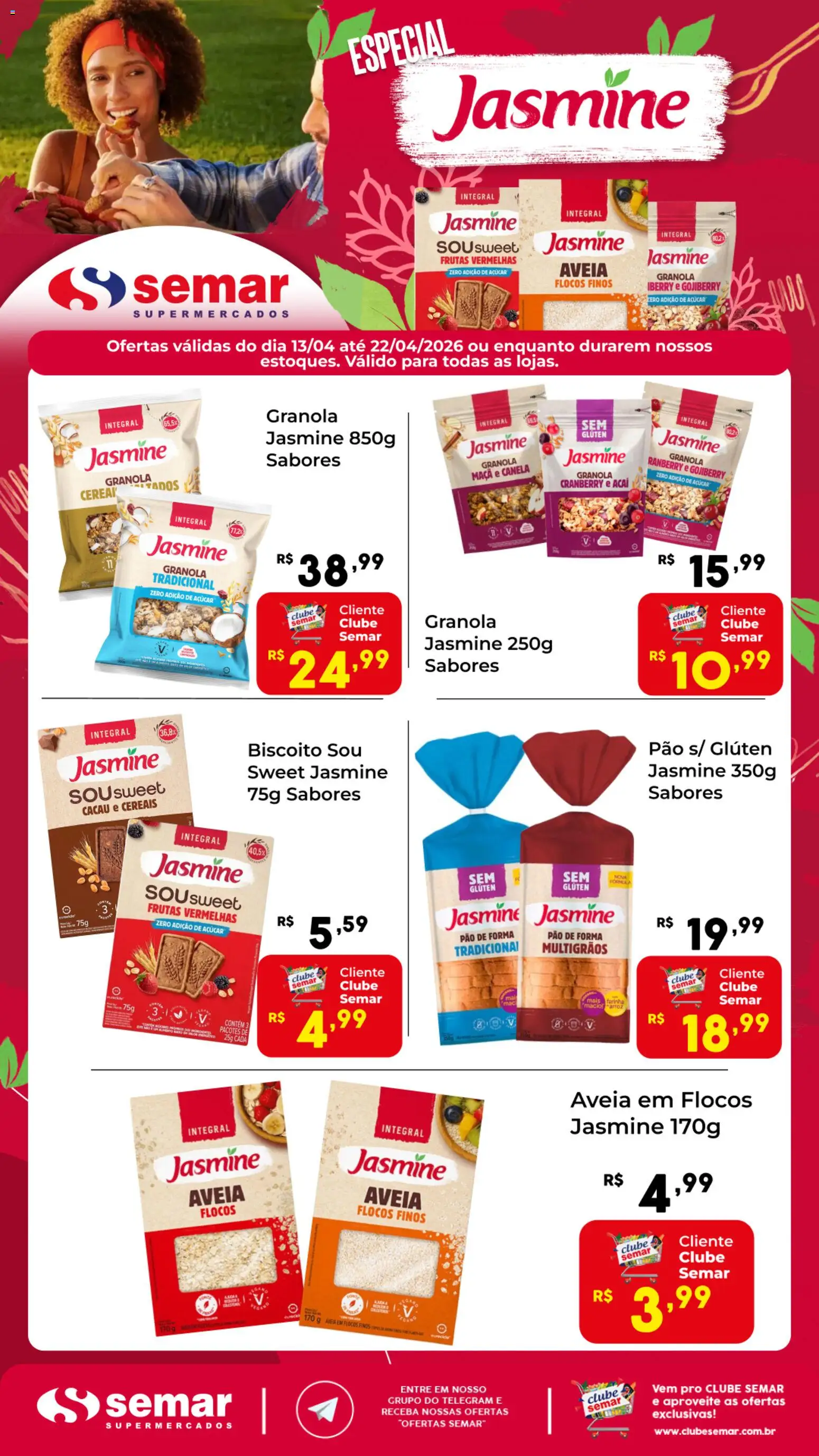 Pré-Visualização do folheto "Semar Supermercado ofertas Jasmine" da loja Semar Supermercado válido a partir de 13/04/2026