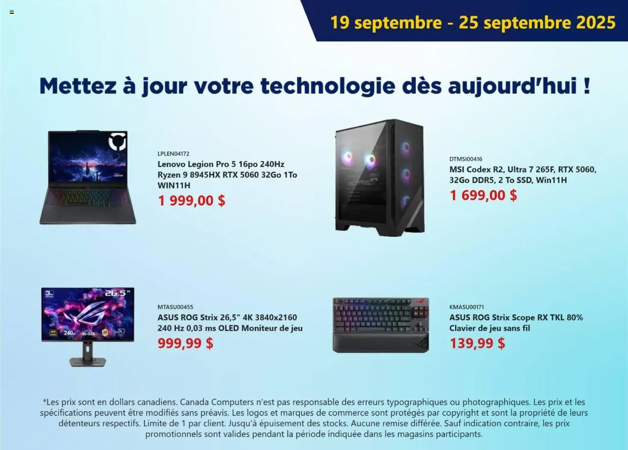 Canada Computers flyer valid from Sep 19, 2025 - page number 1