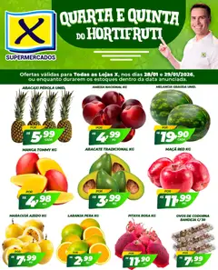 Pré-Visualização do folheto "Ofertas Quarta e Quinta do Hortifruti" da loja X Supermercados válido a partir de 28/01/2026