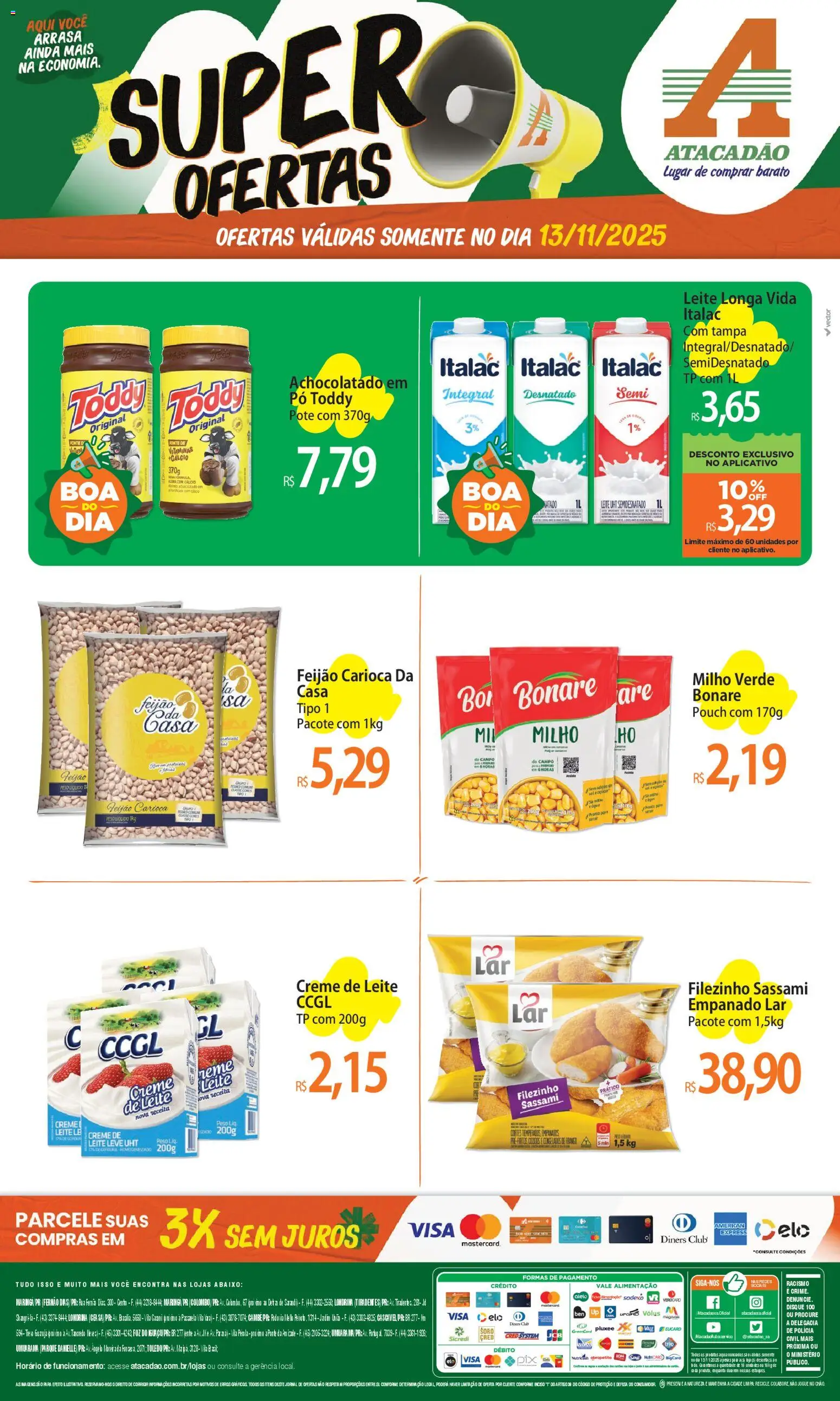 Pré-Visualização do folheto "Ofertas - PR" da loja Atacadão válido a partir de 13/11/2025