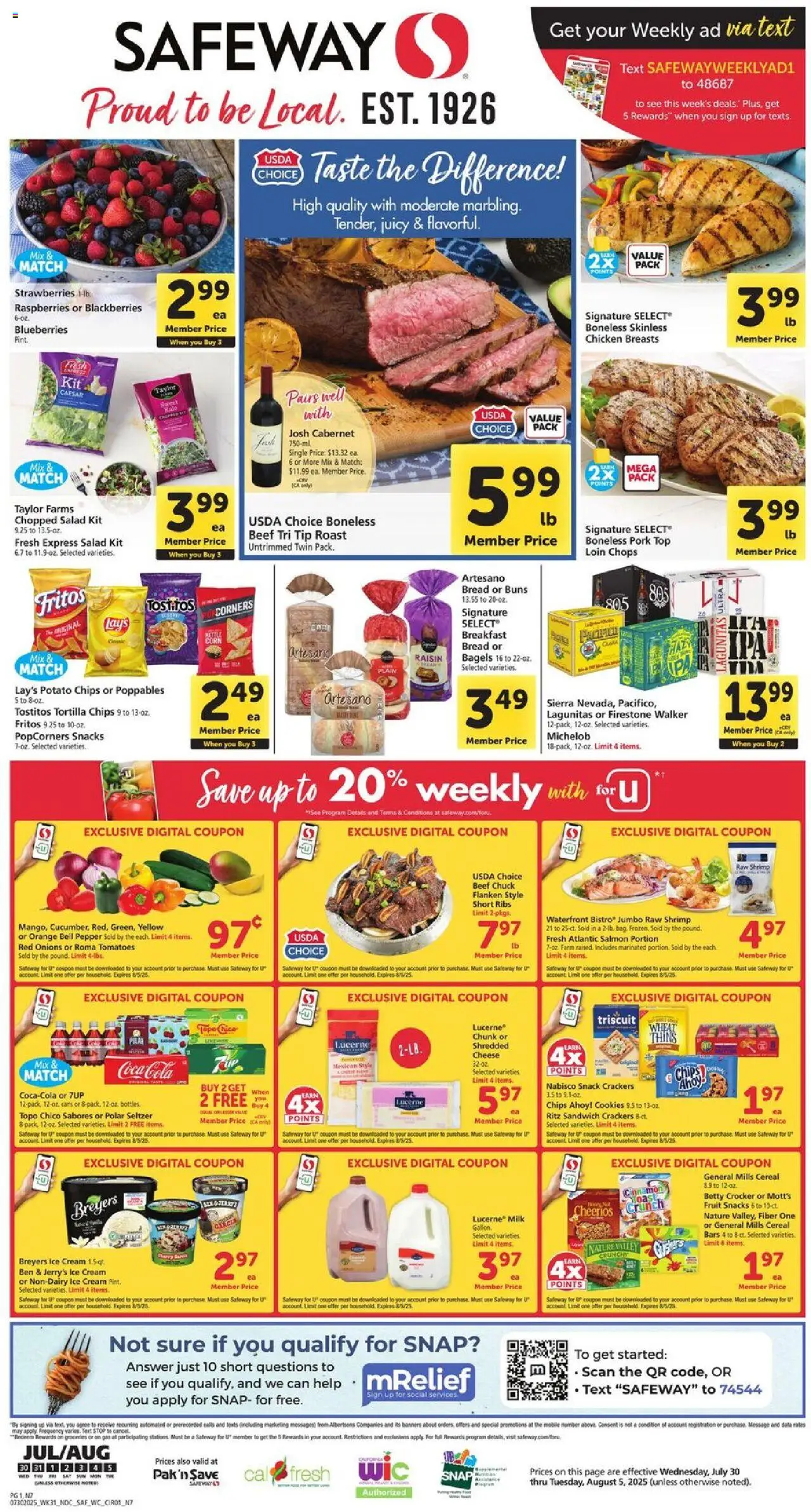 Safeway Weekly Ad from 07/30/2025 - Flyer - Page number 1