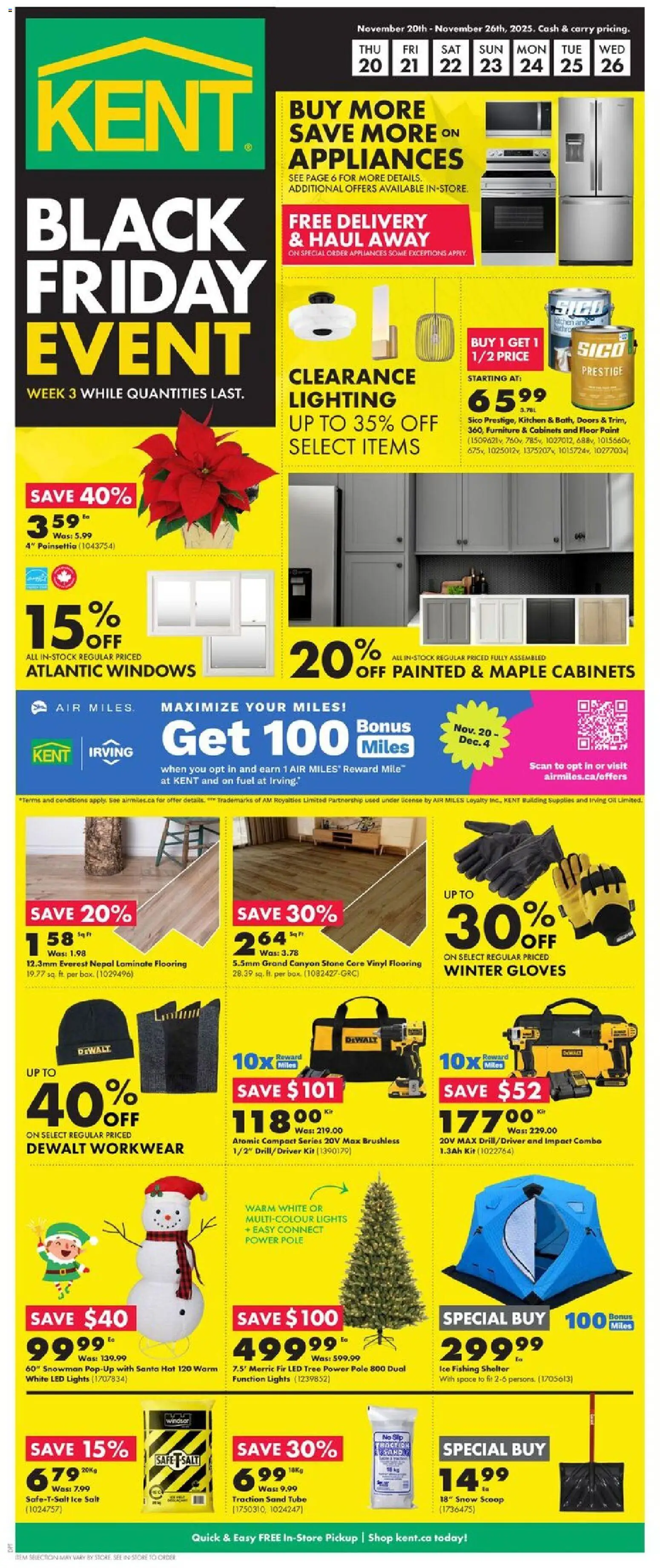 Preview of leaflet Weekly Flyer - NB from shop Kent is valid from Nov 20, 2025 - Ice, Hat, Salt, Gloves, Lighting