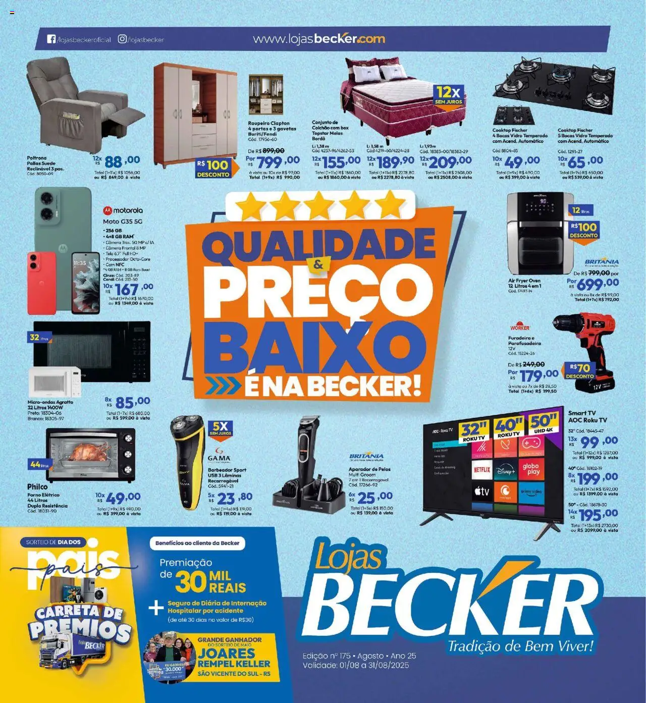 Lojas Becker folheto "Ofertas Agosto" válido a partir de 01/08/2025 - número de página 1