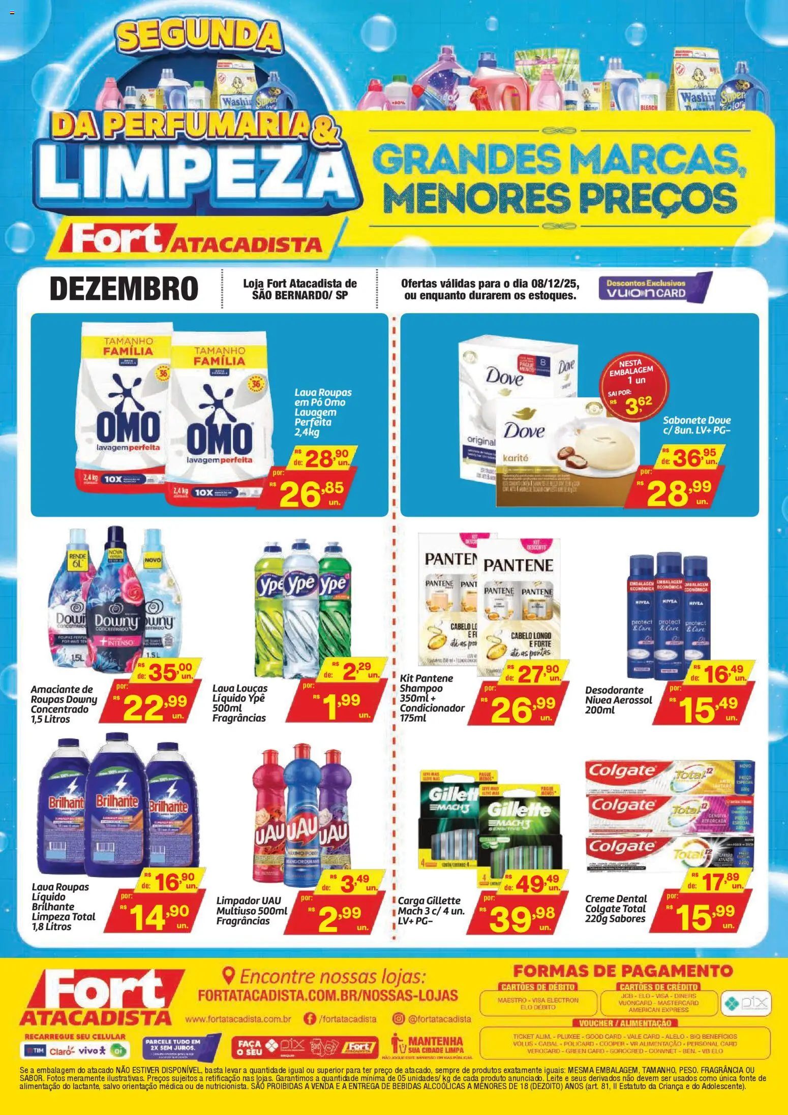 Pré-Visualização do folheto "Ofertas Perfumaria e Limpeza" da loja Fort Atacadista válido a partir de 08/12/2025