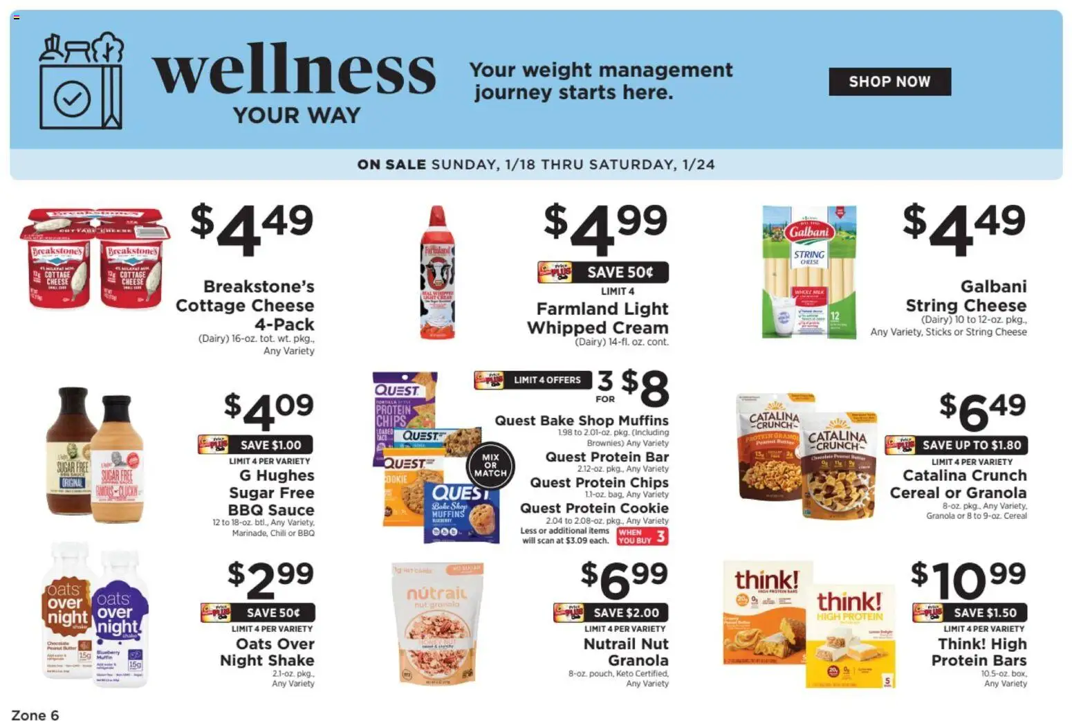 Ad Preview of ShopRite Shop Wellness from 01/18/2026 - Milk, Cereal, Brownies, Whipped cream, Sugar, Muffin, Muffins, Sauce