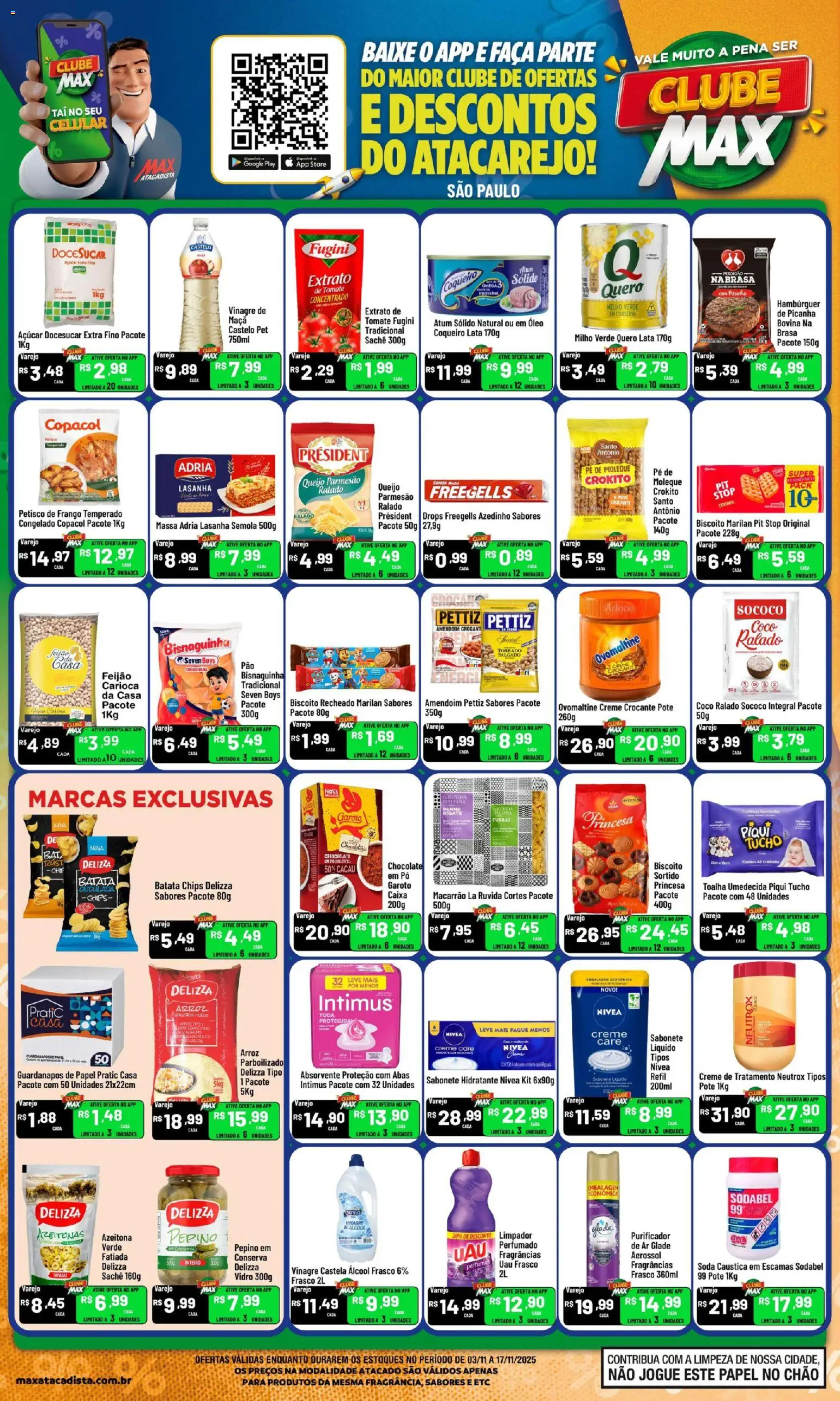 Pré-Visualização do folheto "Ofertas Clube Max" da loja Max Atacadista válido a partir de 03/11/2025