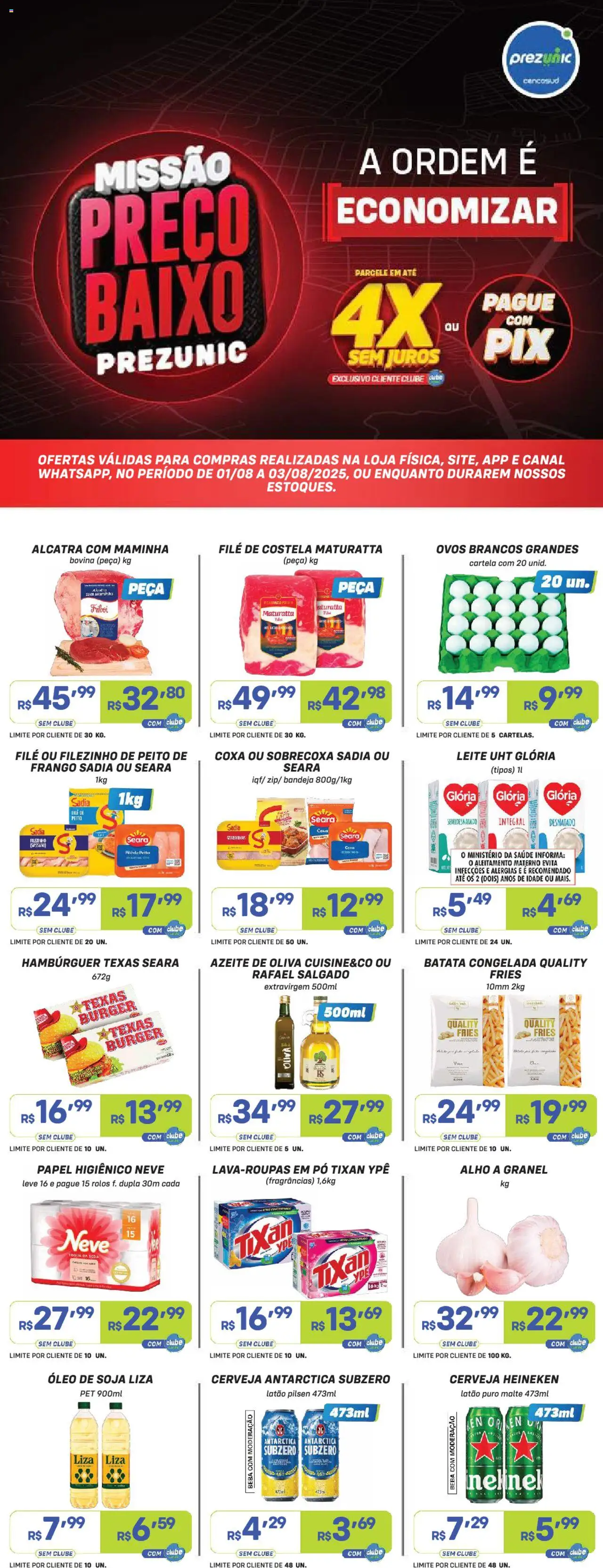 Prezunic folheto "Encarte" válido a partir de 01/08/2025 - número de página 1