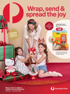 Preview of catalogue Wrap, Send & Spread the Joy from shop Australia Post valid 15/10/2025