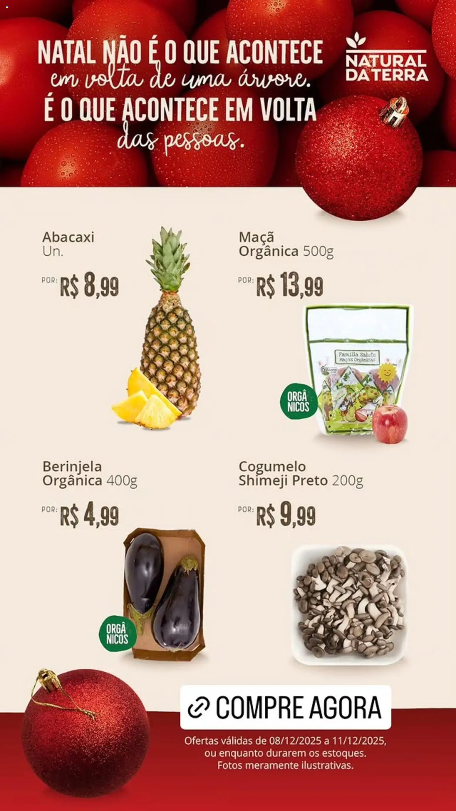Pré-Visualização do folheto "Ofertas da semana" da loja Natural da Terra válido a partir de 08/12/2025 - Abacaxi, Cogumelo, Berinjela