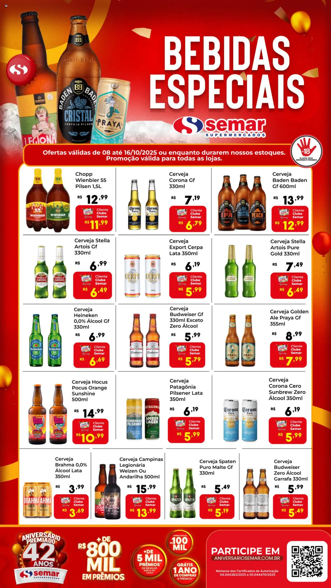 Semar Supermercado folheto "Ofertas Especial Bebidas" válido a partir de 08/10/2025 - número de página 1 - Caixa, Heineken, Cerveja, Bebidas, Álcool, Cerveja Heineken