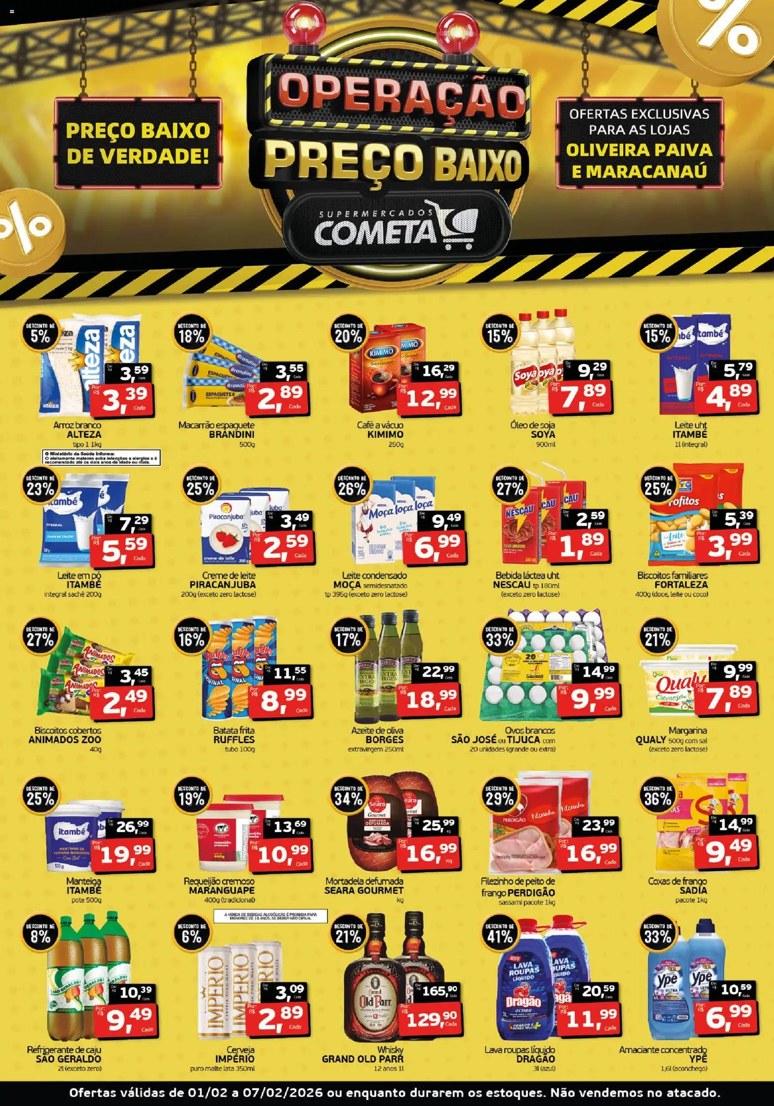 Pré-Visualização do folheto "Ofertas Operação Preço Baixo" da loja Cometa Supermercados válido a partir de 01/02/2026