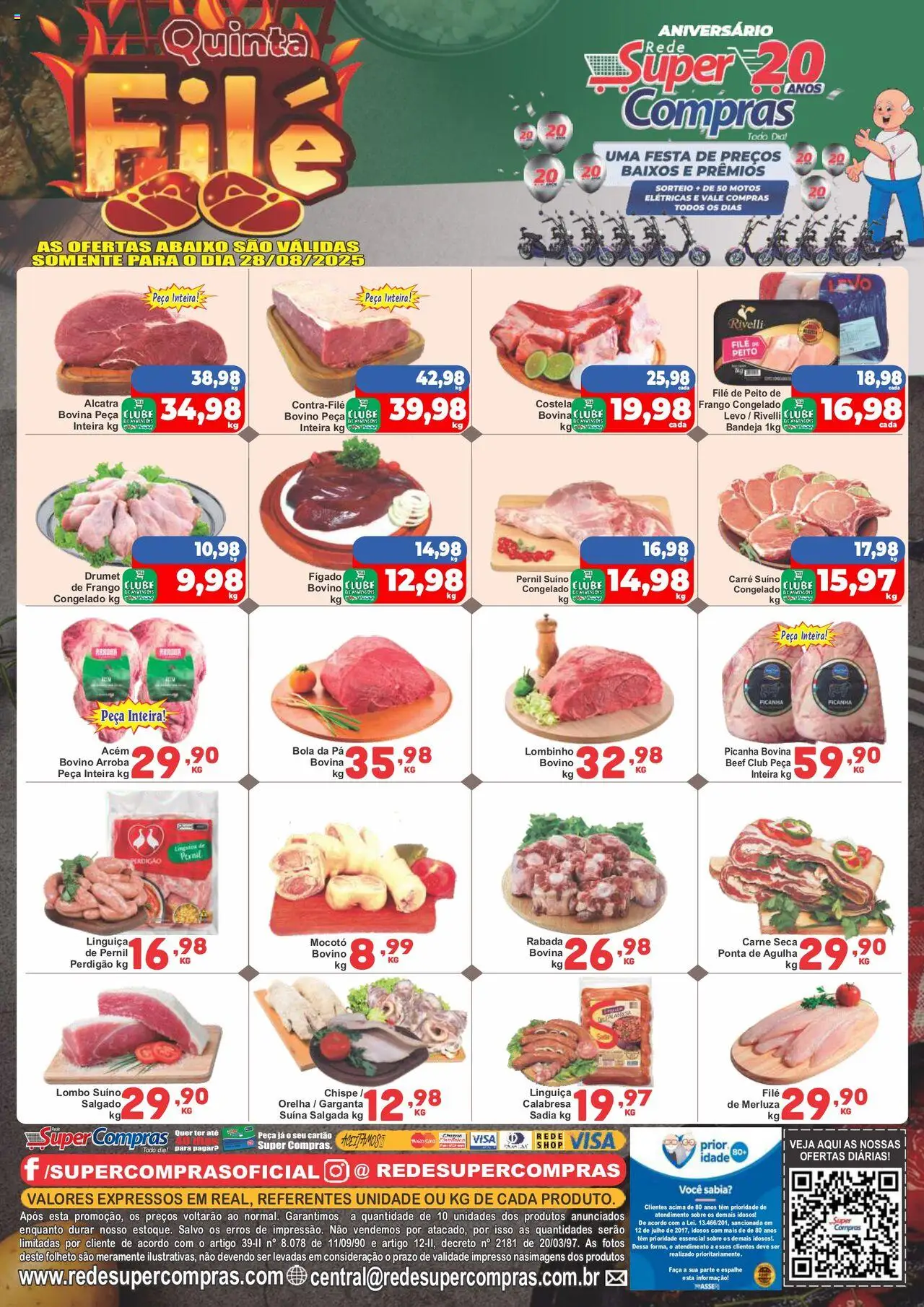 Rede Super Compras folheto "Ofertas do Dia" válido a partir de 28/08/2025 - número de página 1 - Pá, Frango, Fígado, Linguiça, Pernil, Carne seca, Pernil suíno, Acém