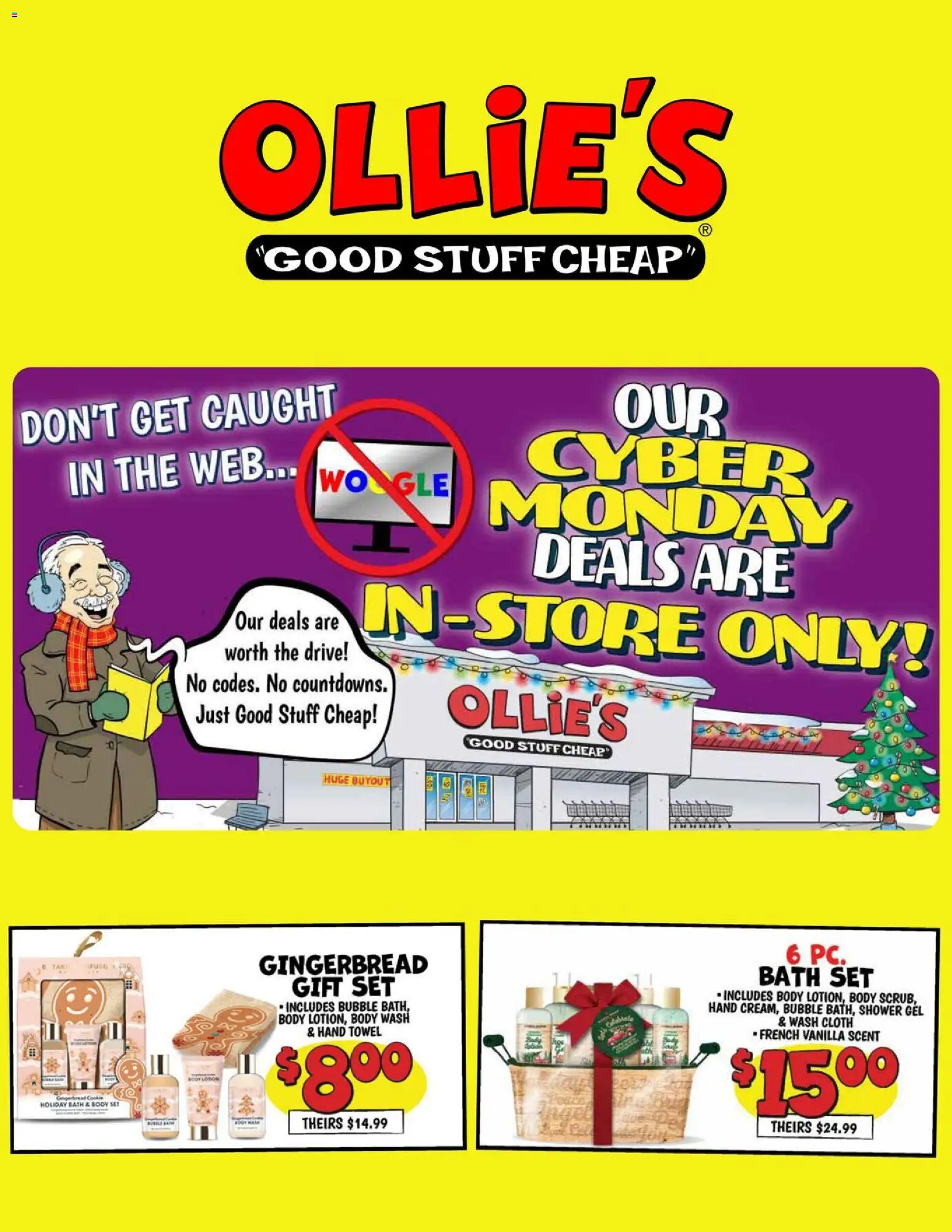 Ad Preview of Ollie's Cyber Monday from 12/01/2025