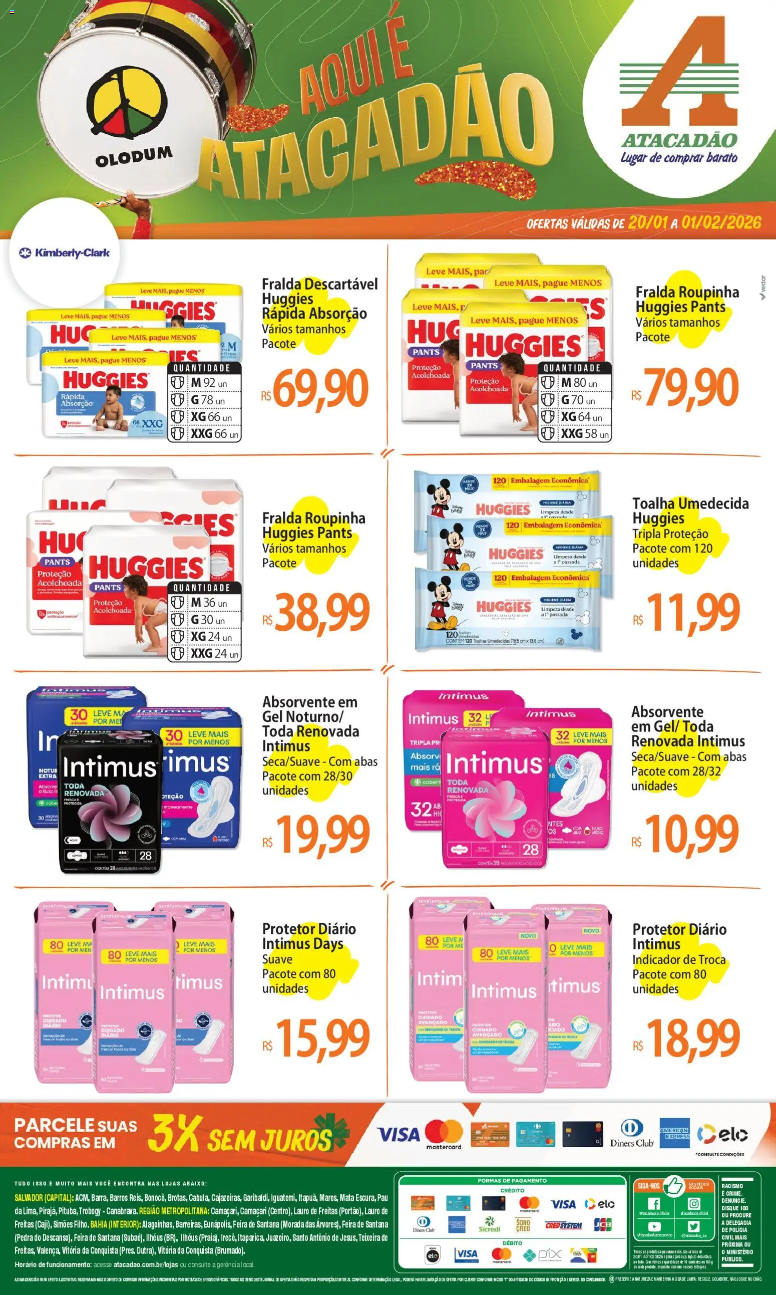 Pré-Visualização do folheto "Ofertas - BA" da loja Atacadão válido a partir de 20/01/2026 - Absorvente, Toalha umedecida