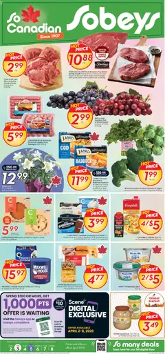 Un aperçu du dépliant Sobeys weekly flyer / circulaire du magasin Sobeys est valide à partir 2 avr. 2026