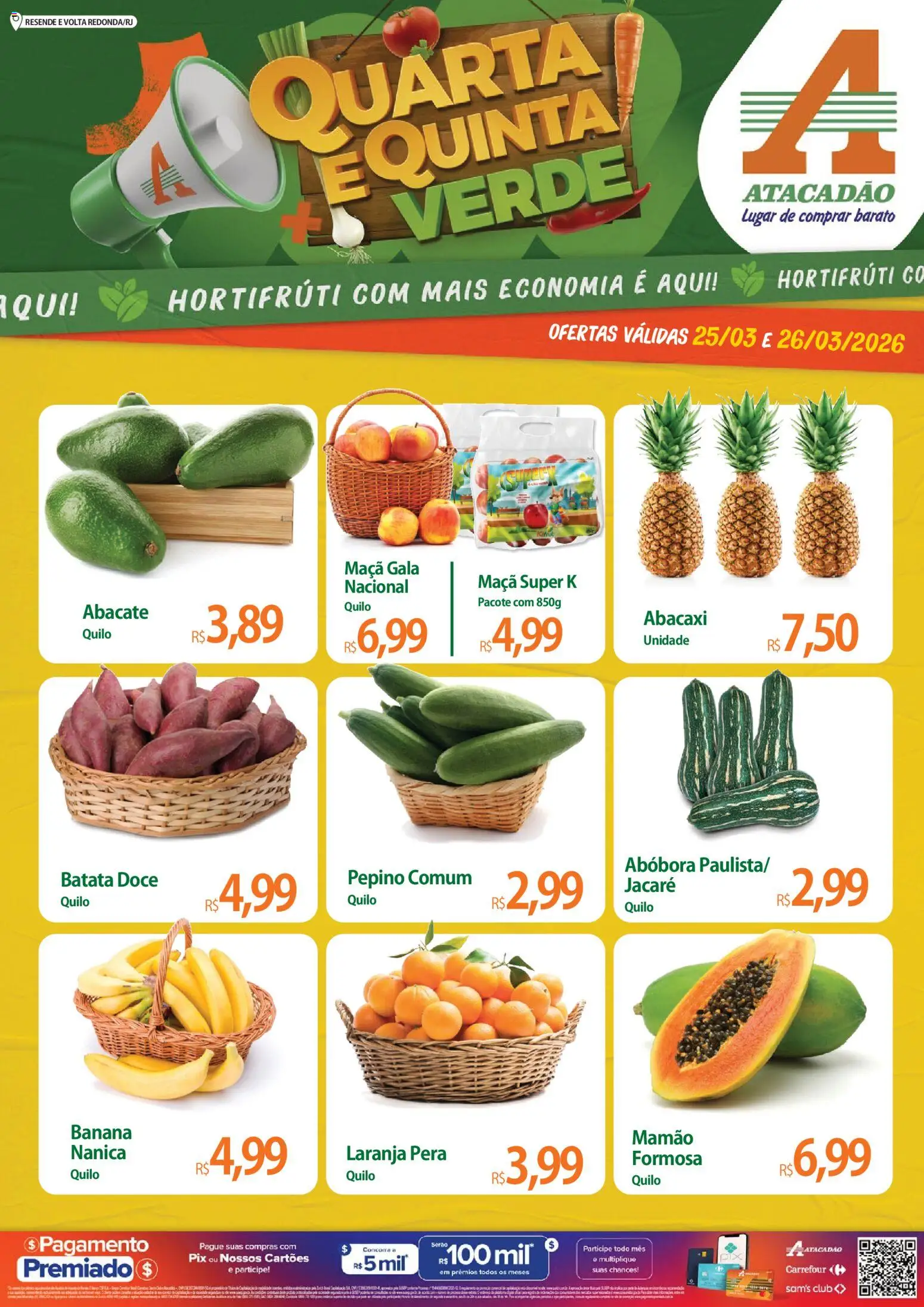 Pré-Visualização do folheto "Atacadão ofertas - RJ" da loja Atacadão válido a partir de 25/03/2026 - Abacaxi, Abóbora, Doce, Batata, Pera, Abacate, Mamão
