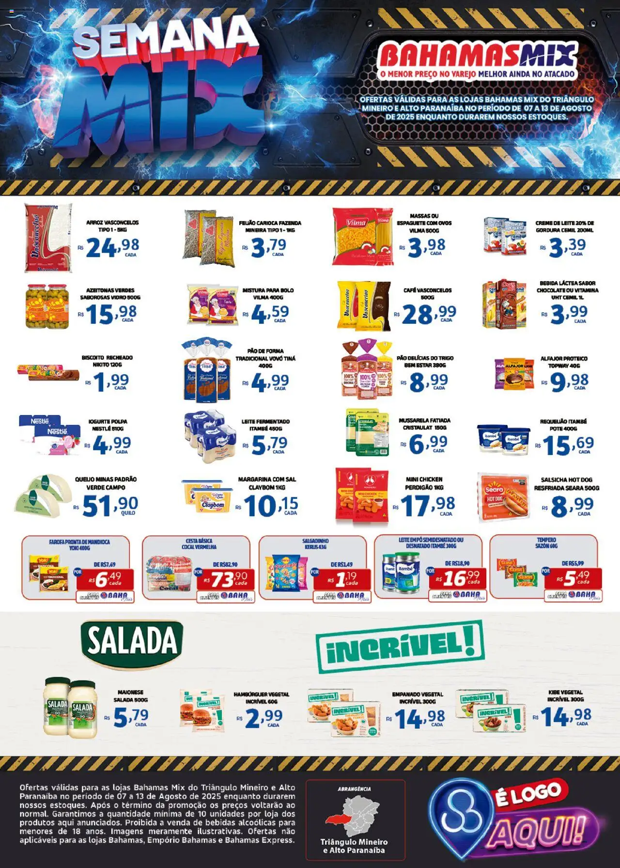 Bahamas Mix folheto "Ofertas da semana" válido a partir de 07/08/2025 - número de página 1 - Pão, Biscoito, Maionese, Mandioca, Pão de forma, Farofa, Salada, Azeitonas