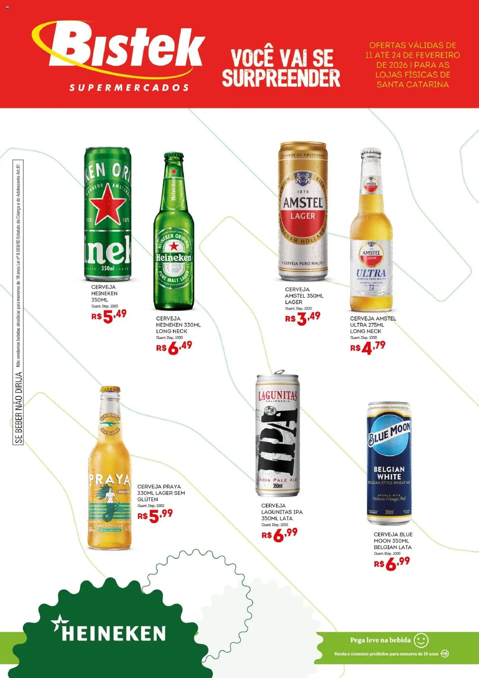 Pré-Visualização do folheto "Ofertas Heineken " da loja Bistek Supermercados válido a partir de 11/02/2026