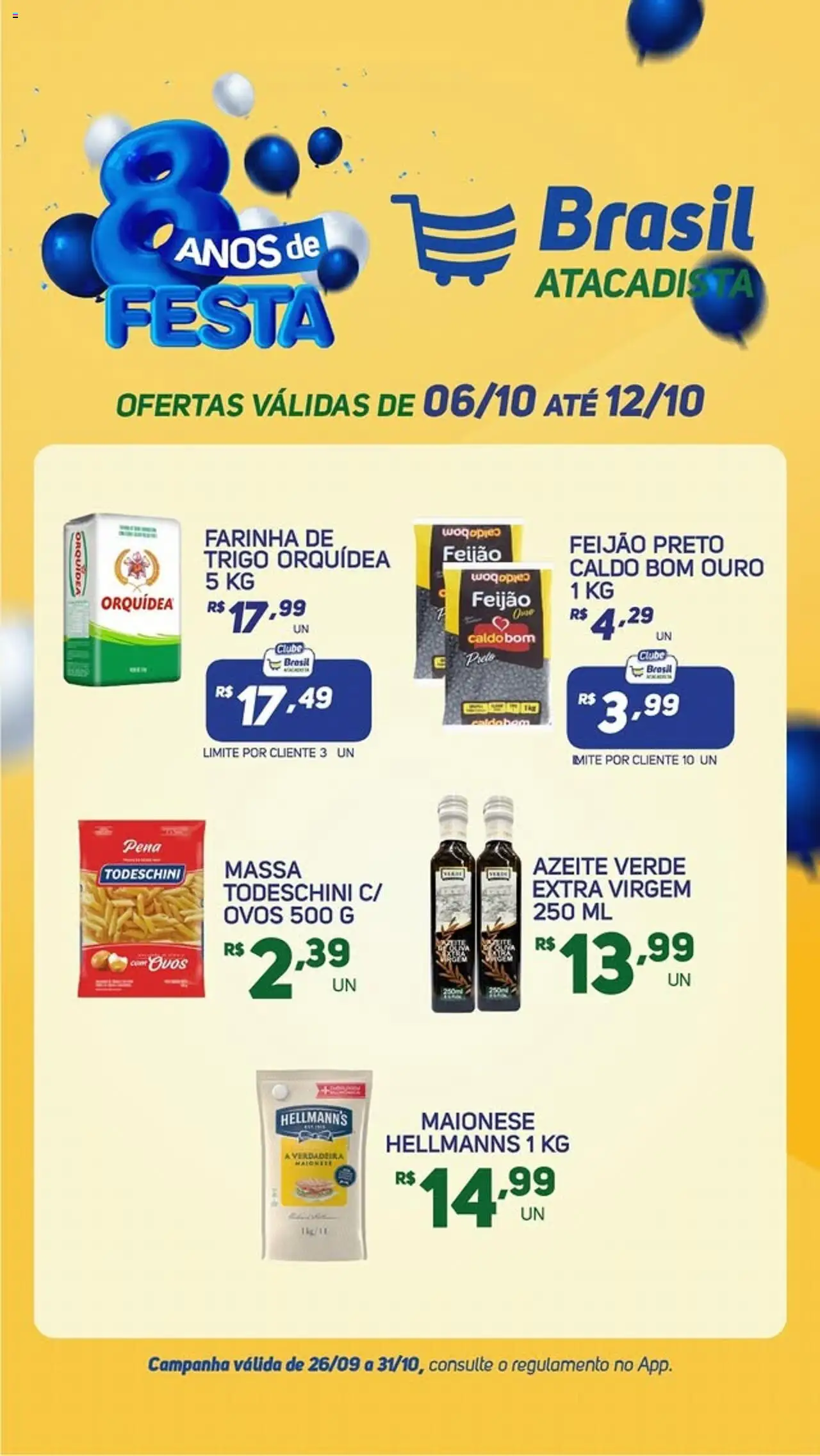 Brasil Atacadista folheto "Ofertas Semanal" válido a partir de 06/10/2025 - número de página 1 - Orquídea, Ovos, Feijão, Azeite, Massa, Maionese, Farinha