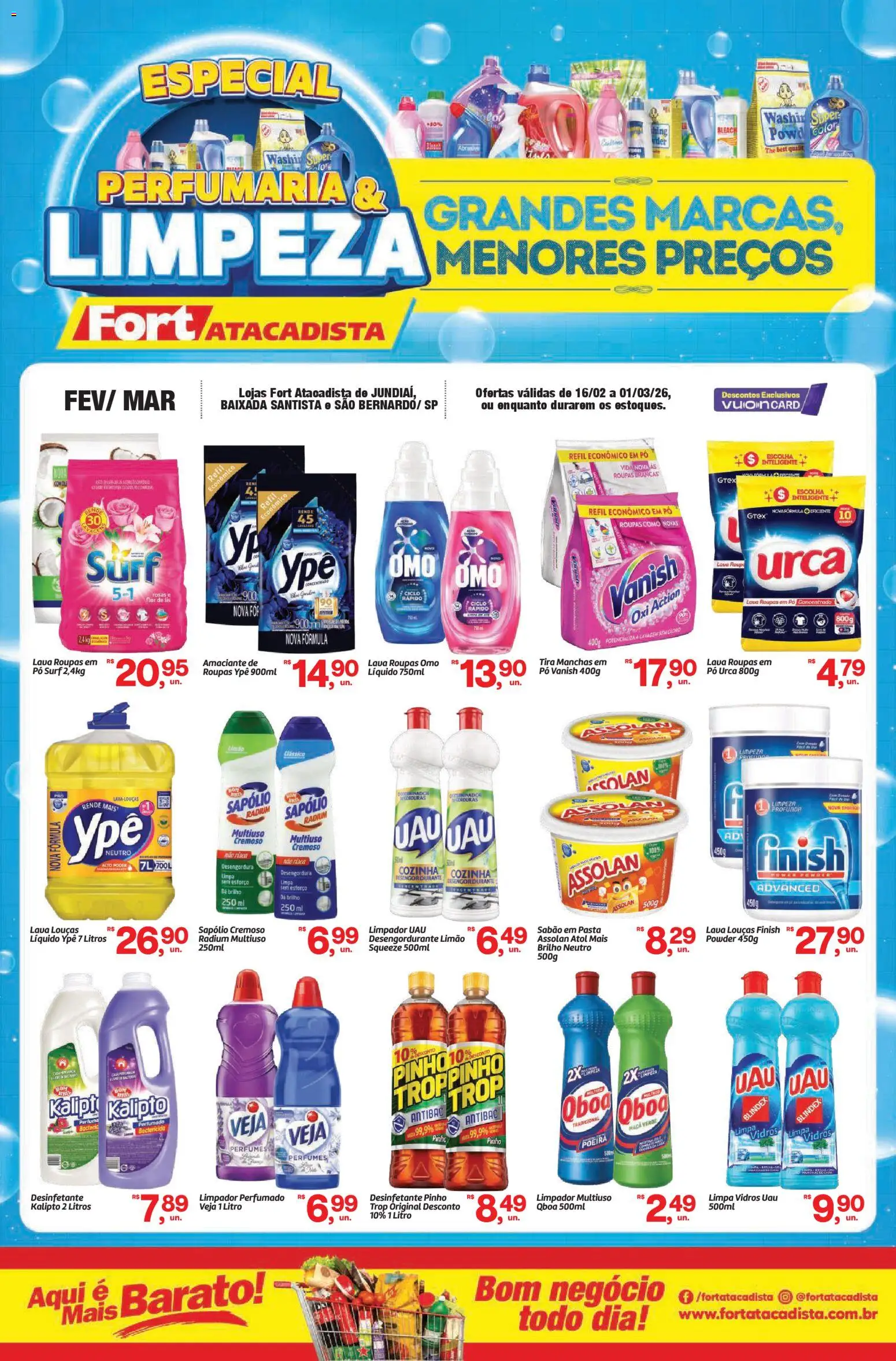 Pré-Visualização do folheto "Ofertas Perfumaria e Limpeza" da loja Fort Atacadista válido a partir de 16/02/2026