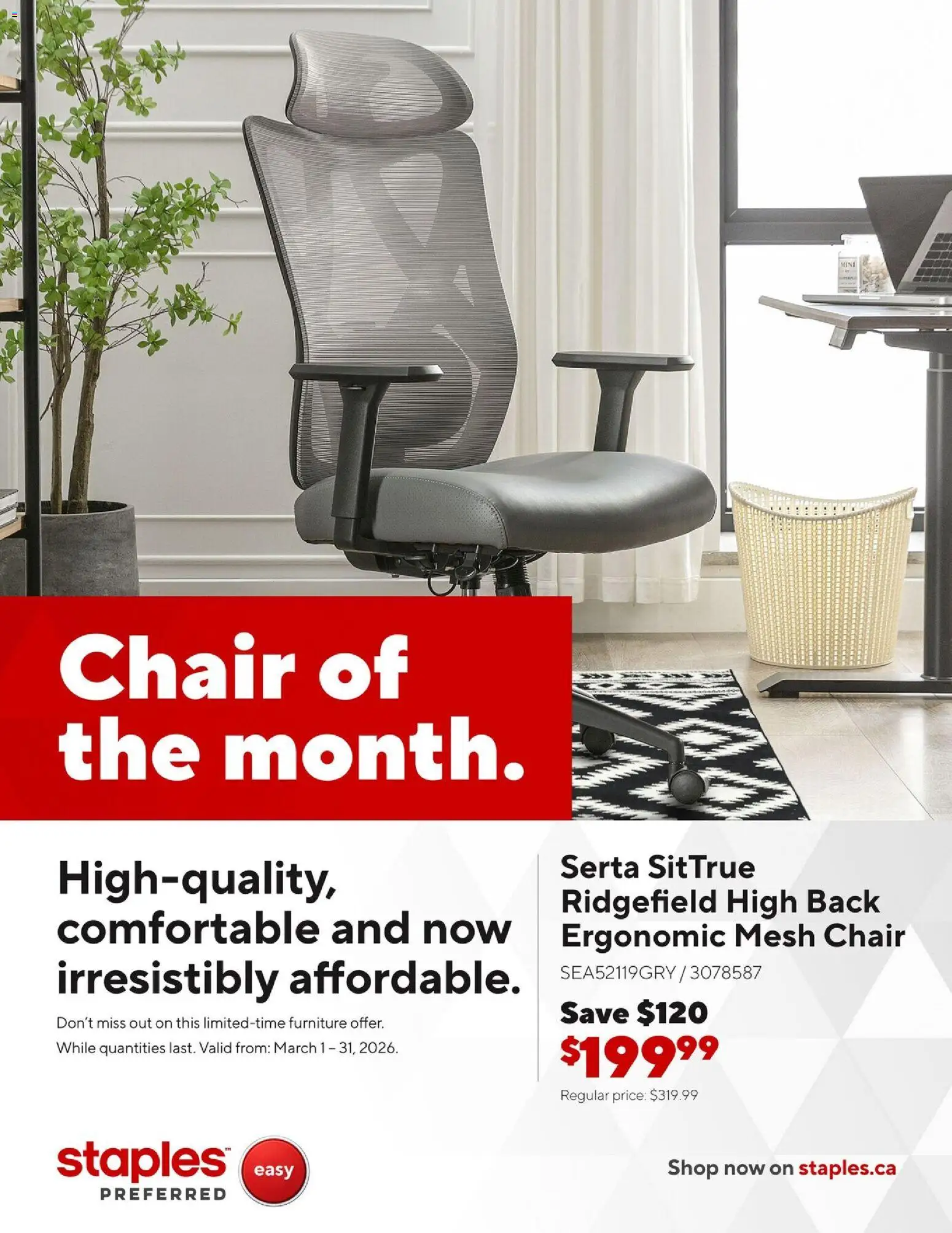Preview of leaflet Staples flyer - Chair of the month from shop Staples is valid from Mar 06, 2026