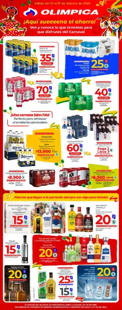  Vista previa del prospecto Especial de carnaval del almacen Olímpica válida del 13/02/2026 al 17/02/2026