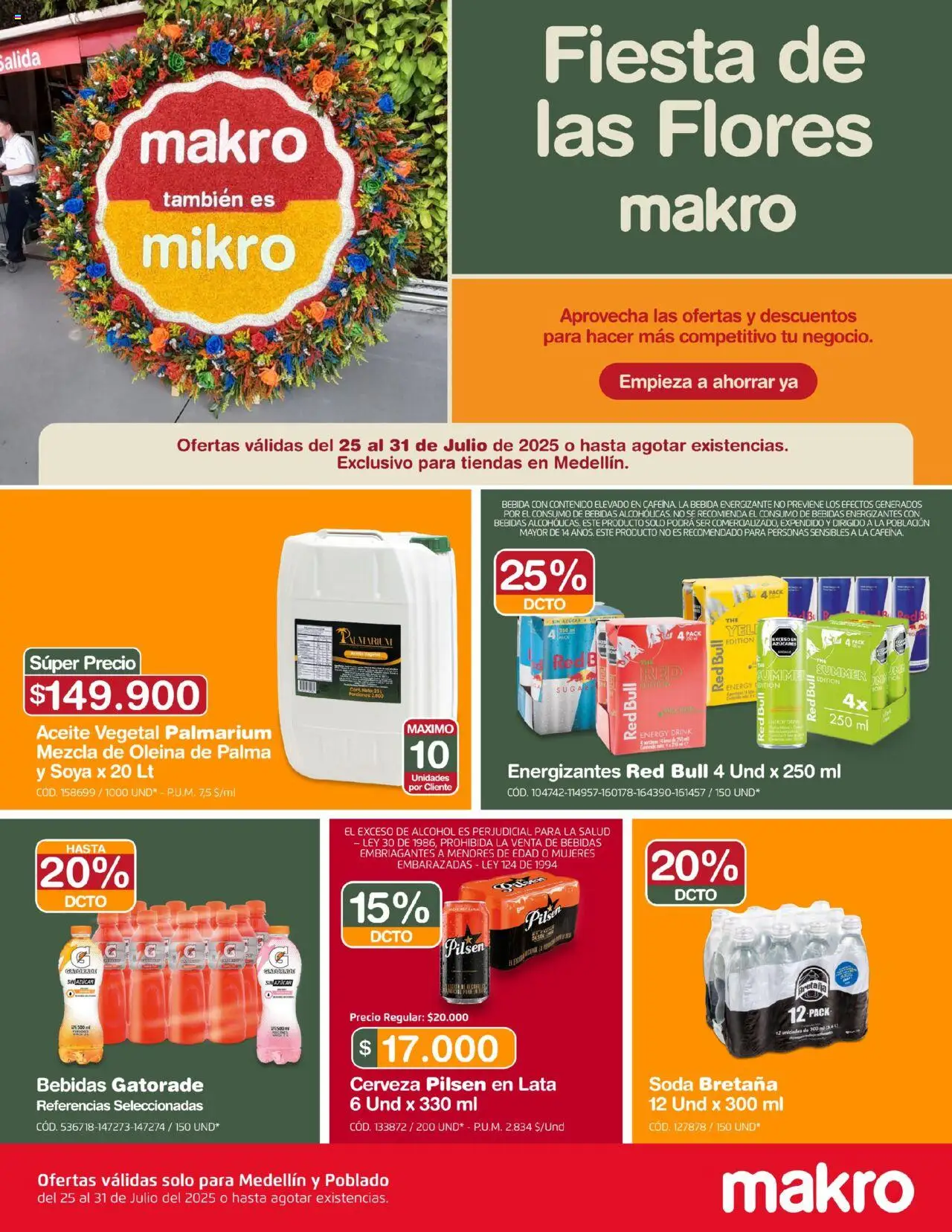 Makro Catálogo: 25/07/2025 - 31/07/2025 > Últimas Ofertas pagina numero 1 - Flores, Cerveza, Azucar, Alcohol, Aceite, Bebidas, Soda, Aceite vegetal
