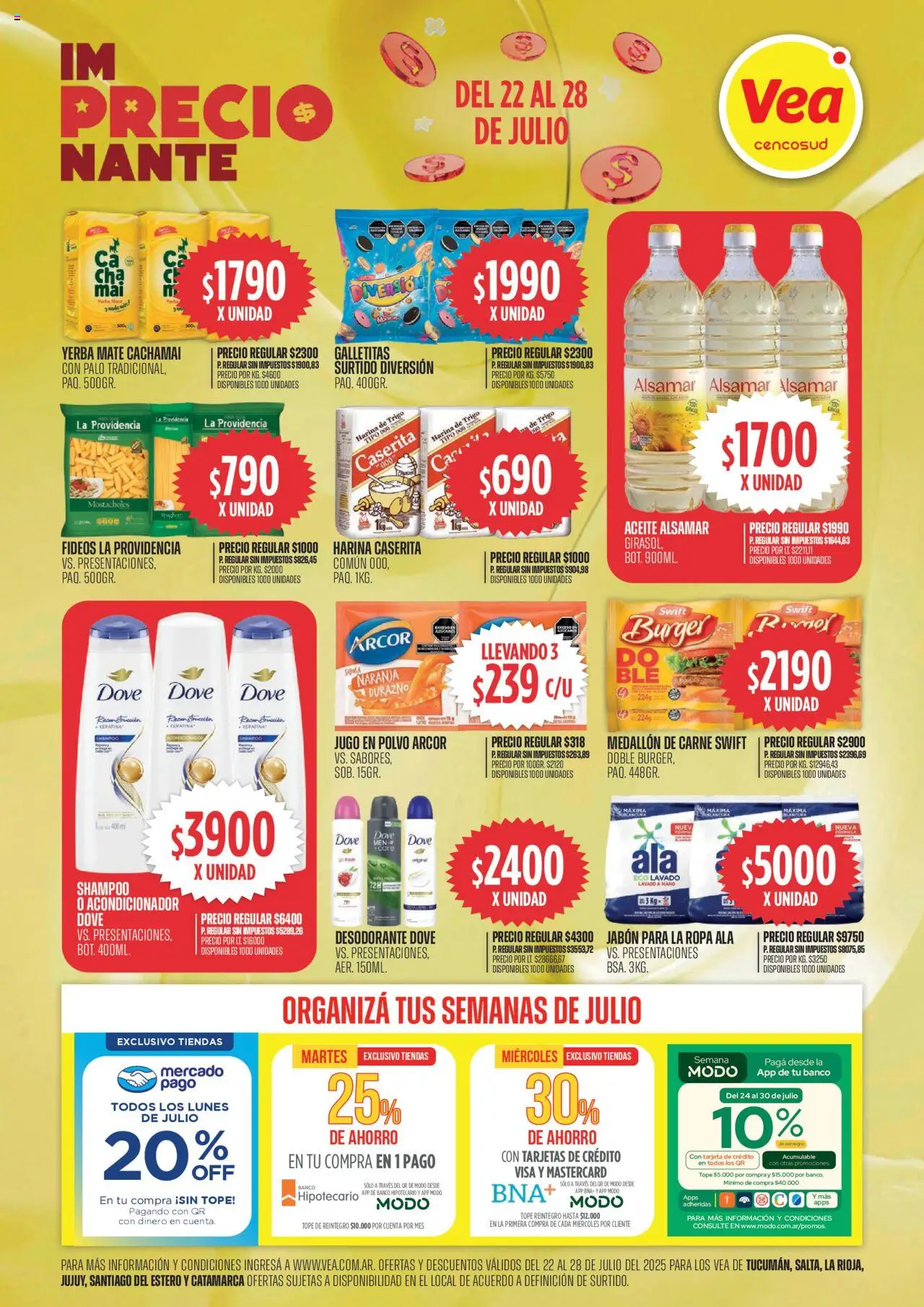 Vea Oferta ImPRECIOnante del 22/07/2025 >> Catálogo - Banco, Galletitas, Yerba, Carne, Jabón, Ropa, Jugo, Fideos