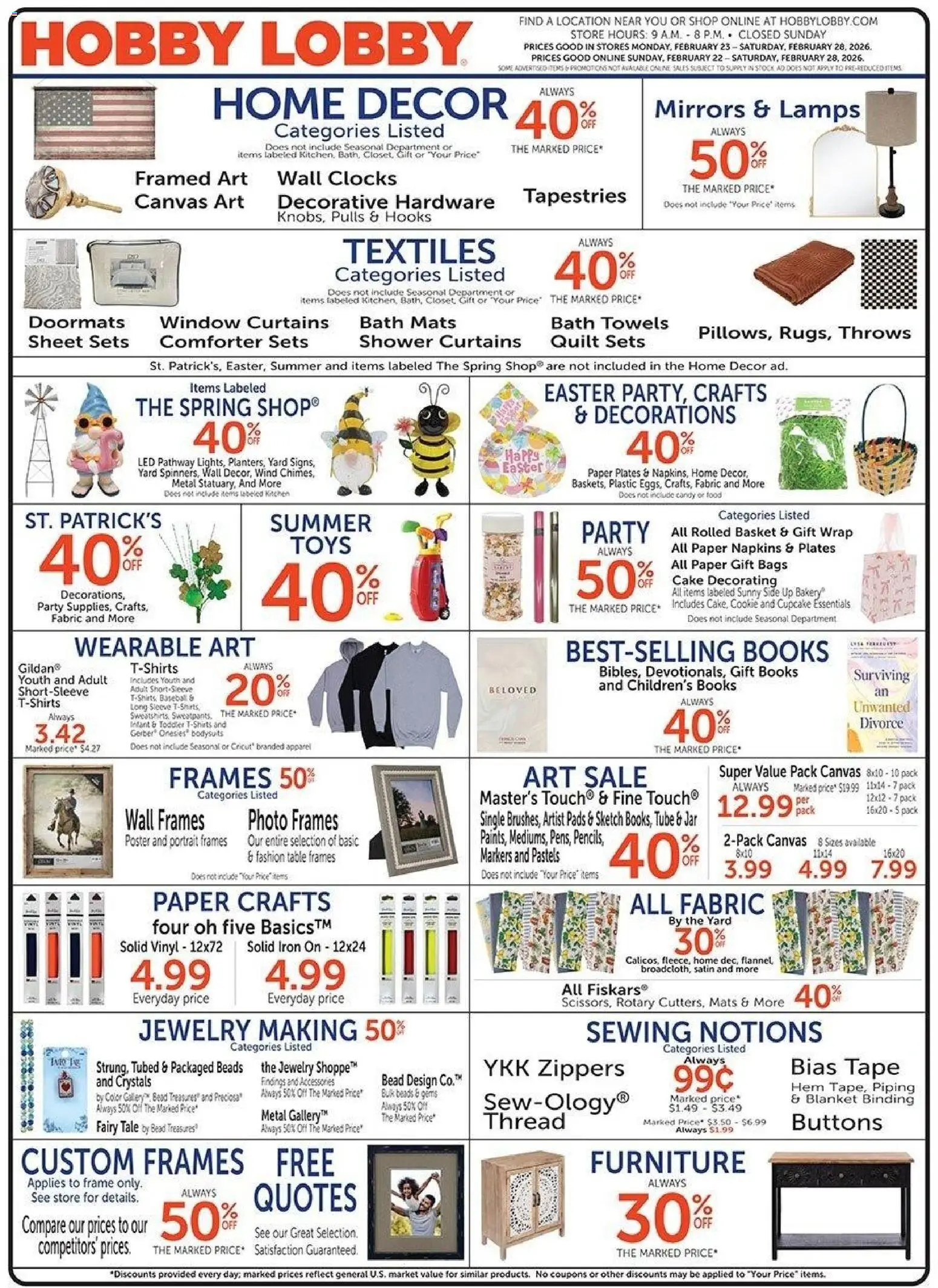 Ad Preview of Hobby Lobby Weekly Ad from 02/22/2026