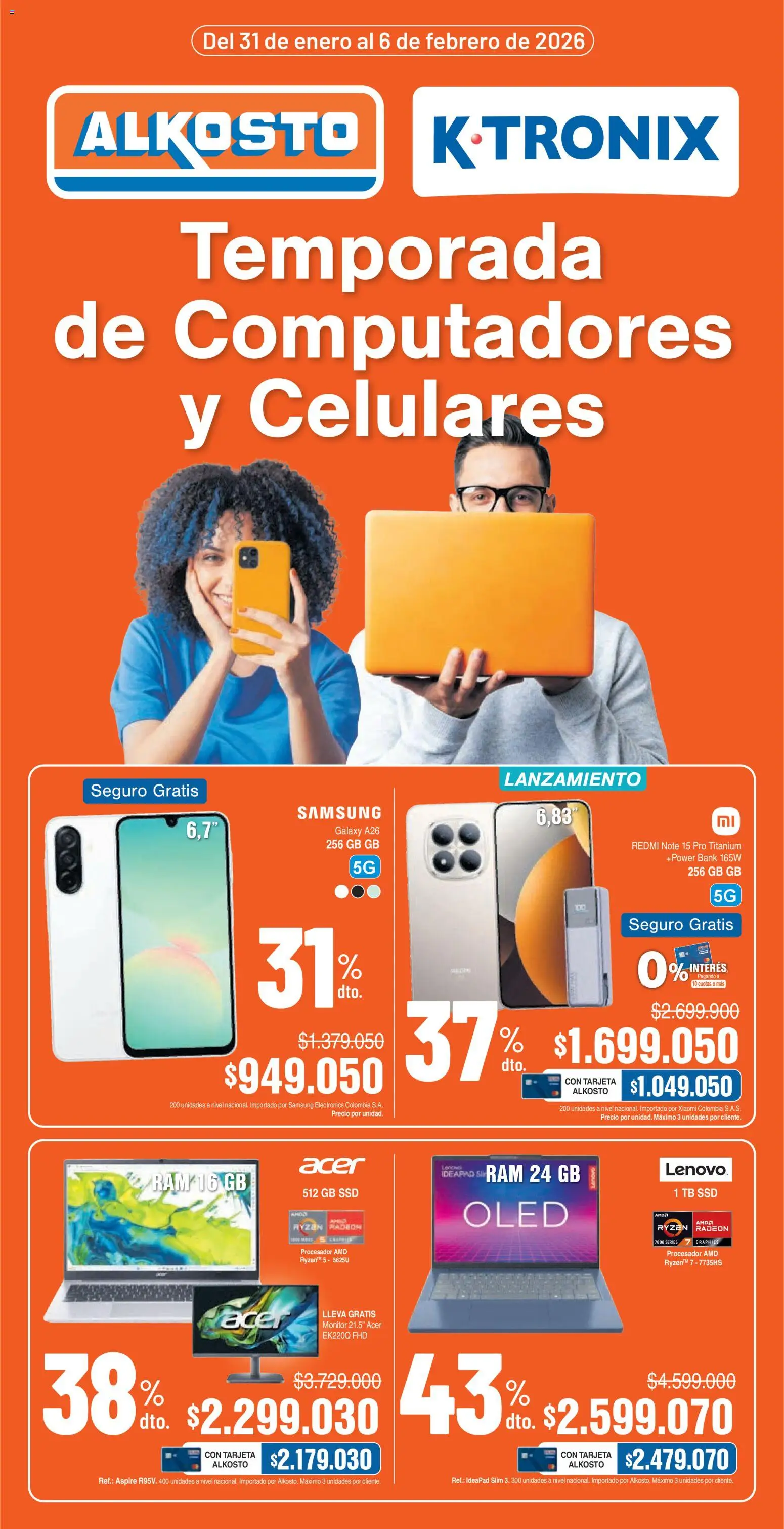  Vista previa del prospecto Temporada de Computadores y Celulares del almacen Alkosto válida del 31/01/2026 al 06/02/2026