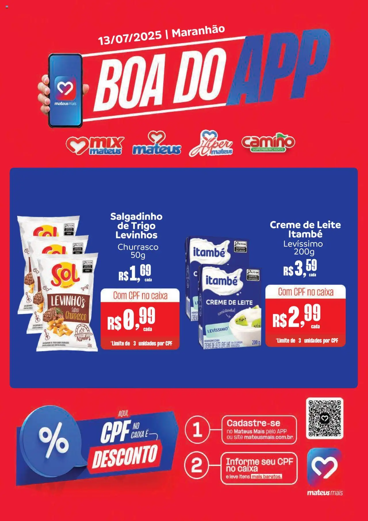 Mateus folheto "Ofertas do Dia" válido a partir de 13/07/2025 - número de página 1 - Caixa, Leite, Creme, Creme de leite