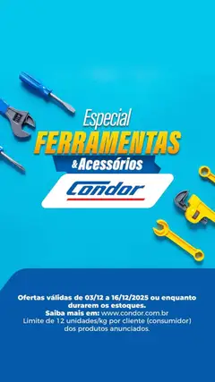 Pré-Visualização do folheto "Ofertas Ferramentas" da loja Supermercados Condor válido a partir de 03/12/2025