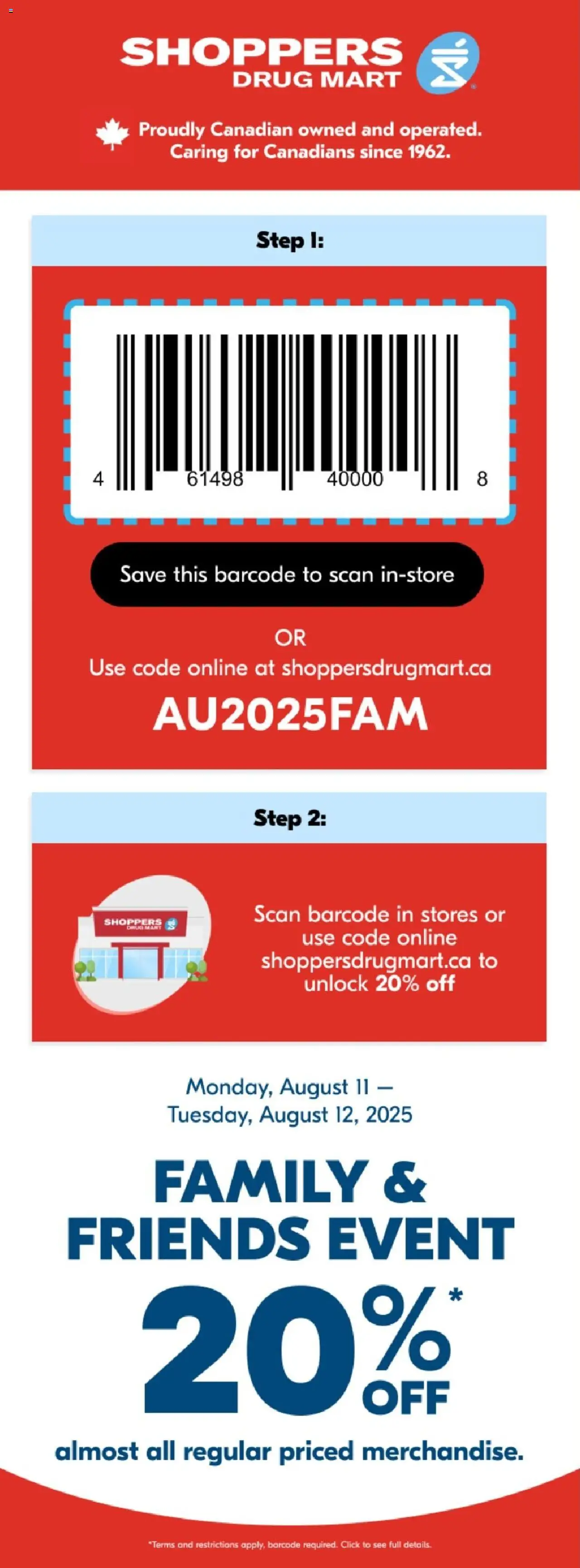 Shoppers flyer valid from Aug 11, 2025 - page number 1