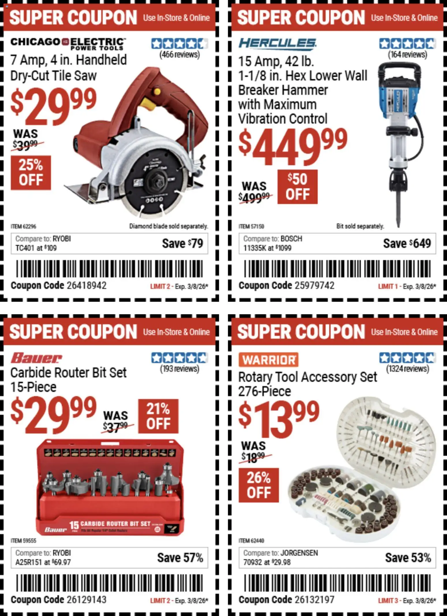 Ad Preview of Harbor Freight Weekly Ad from 02/17/2026 - Saw, Tools, Ryobi, Hammer, Rotary Tool