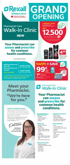 Preview of leaflet Rexall flyer - Emerald Hills Grand Opening - Sherwood Park from shop Rexall is valid from Mar 06, 2026
